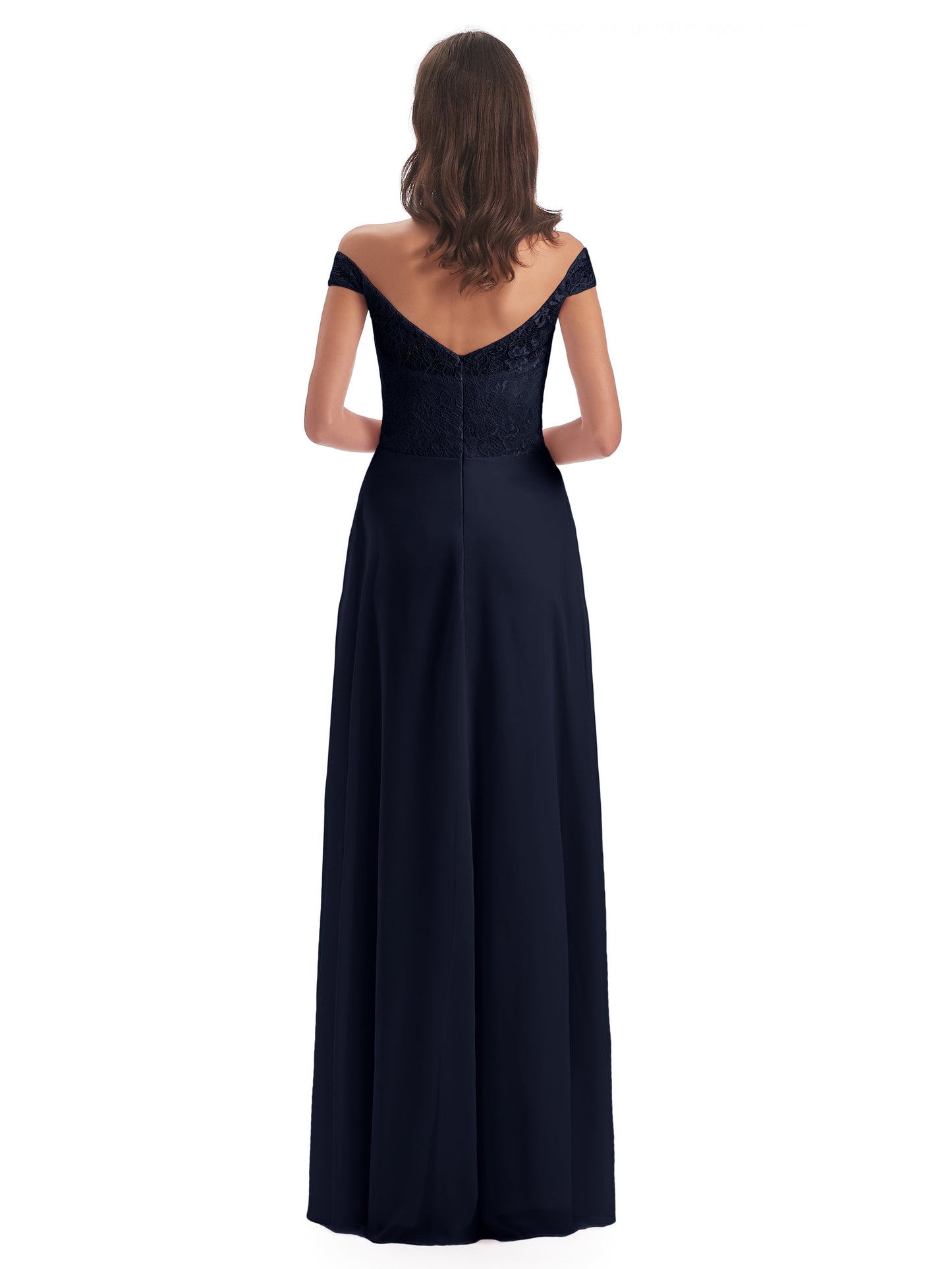 Marjorie Off The Shoulder Open Back Chiffon Long Bridesmaid Dresses