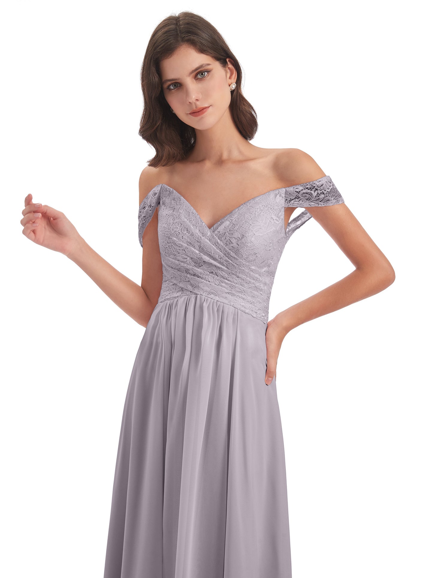 Marjorie Off The Shoulder Open Back Chiffon Long Bridesmaid Dresses