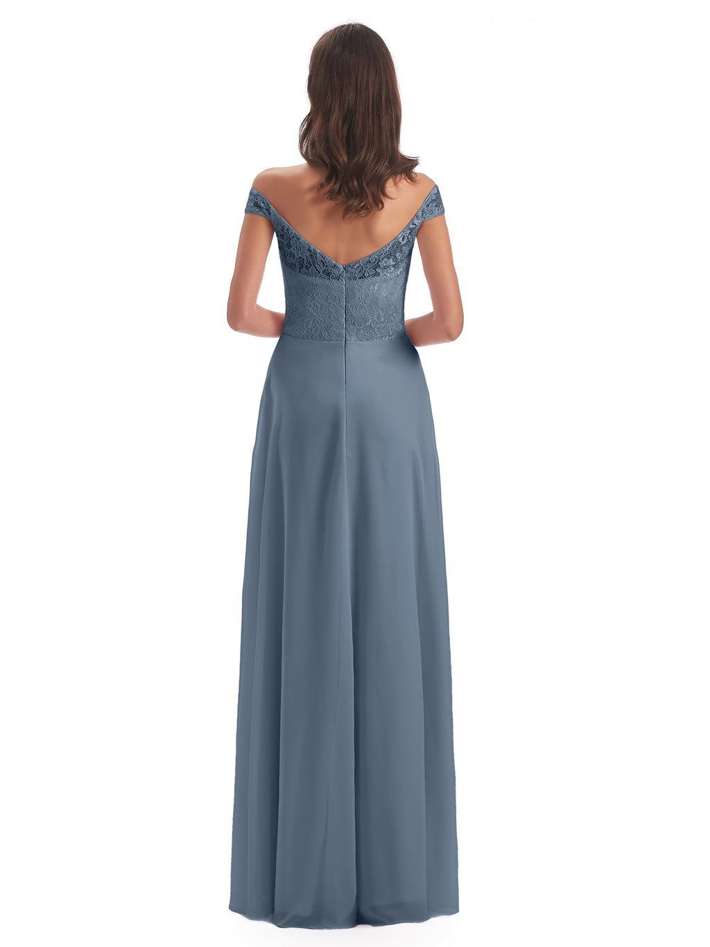 Marjorie Off The Shoulder Open Back Chiffon Long Bridesmaid Dresses