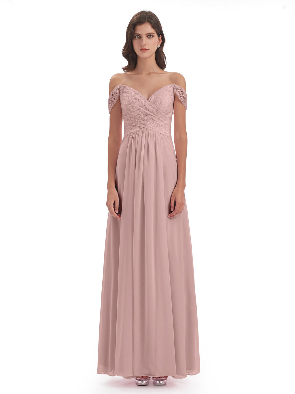 Marjorie Off The Shoulder Open Back Chiffon Long Bridesmaid Dresses
