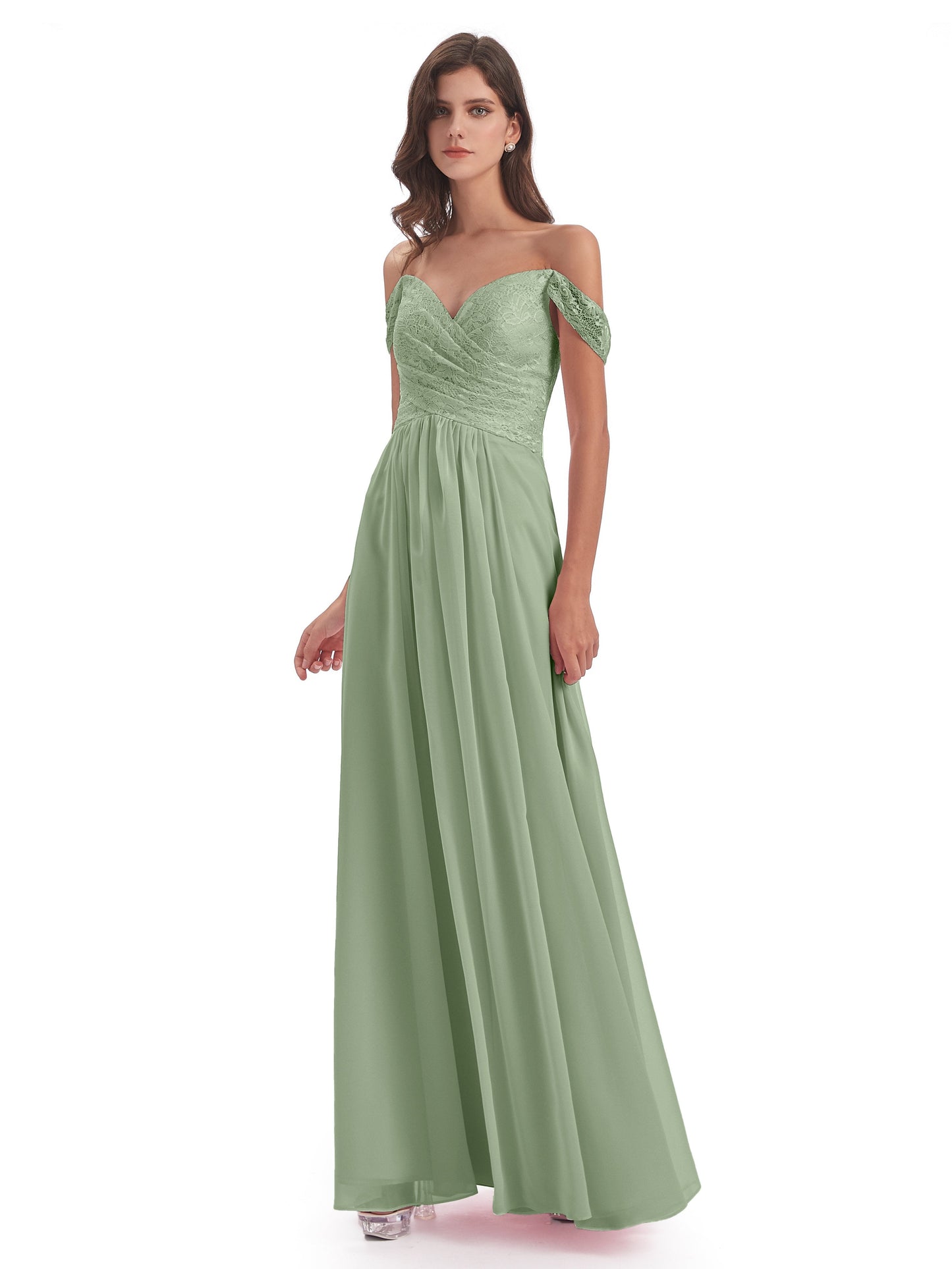 Marjorie Off The Shoulder Open Back Chiffon Long Bridesmaid Dresses