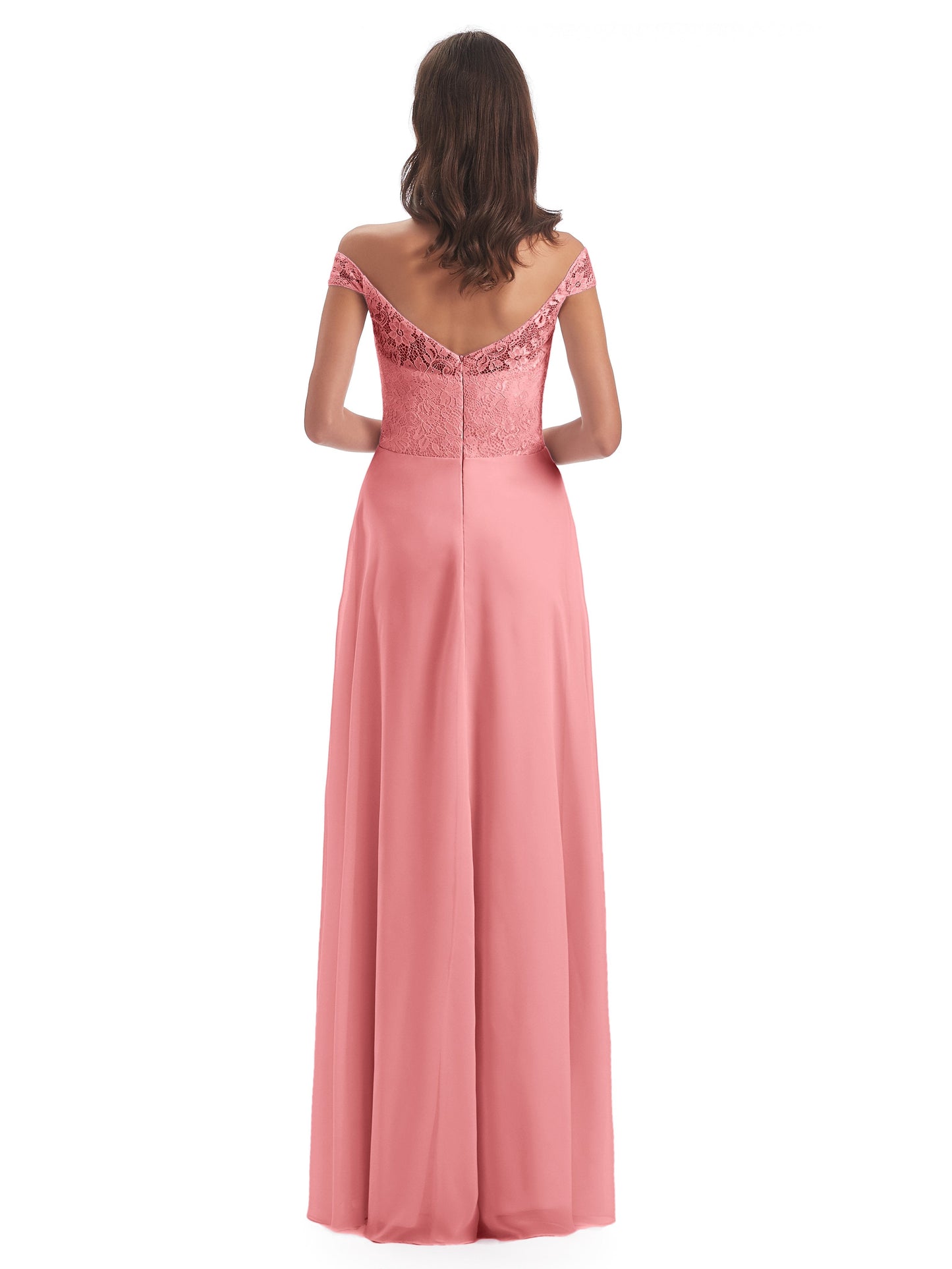 Marjorie Off The Shoulder Open Back Chiffon Long Bridesmaid Dresses