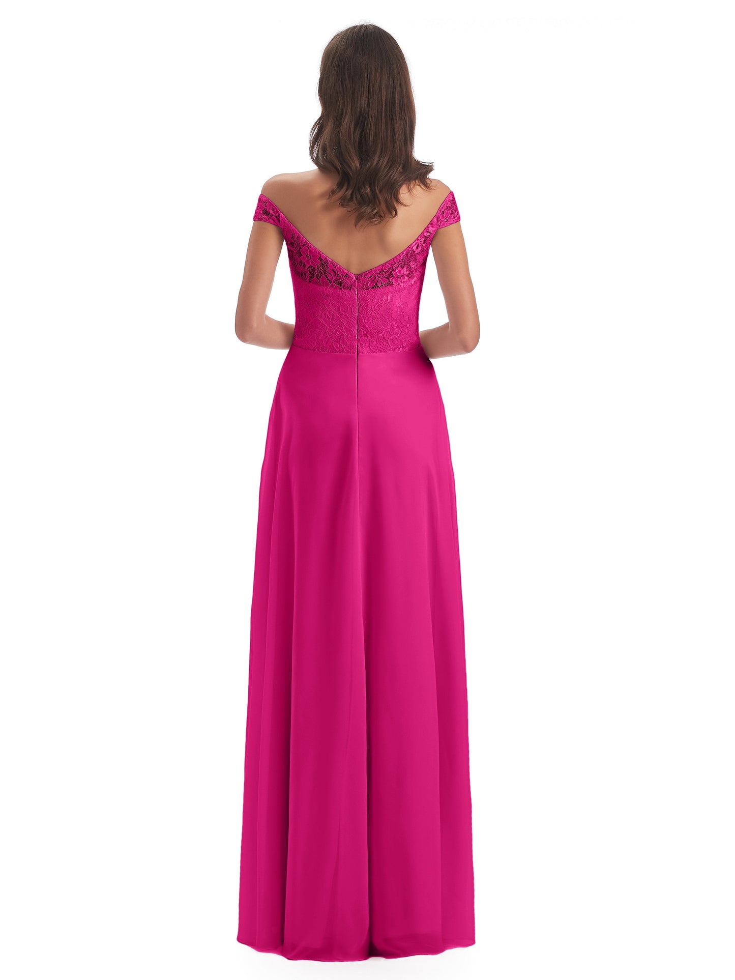 Marjorie Off The Shoulder Open Back Chiffon Long Bridesmaid Dresses
