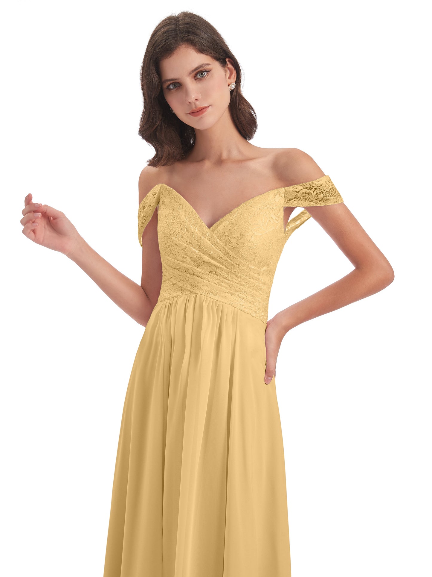 Marjorie Off The Shoulder Open Back Chiffon Long Bridesmaid Dresses