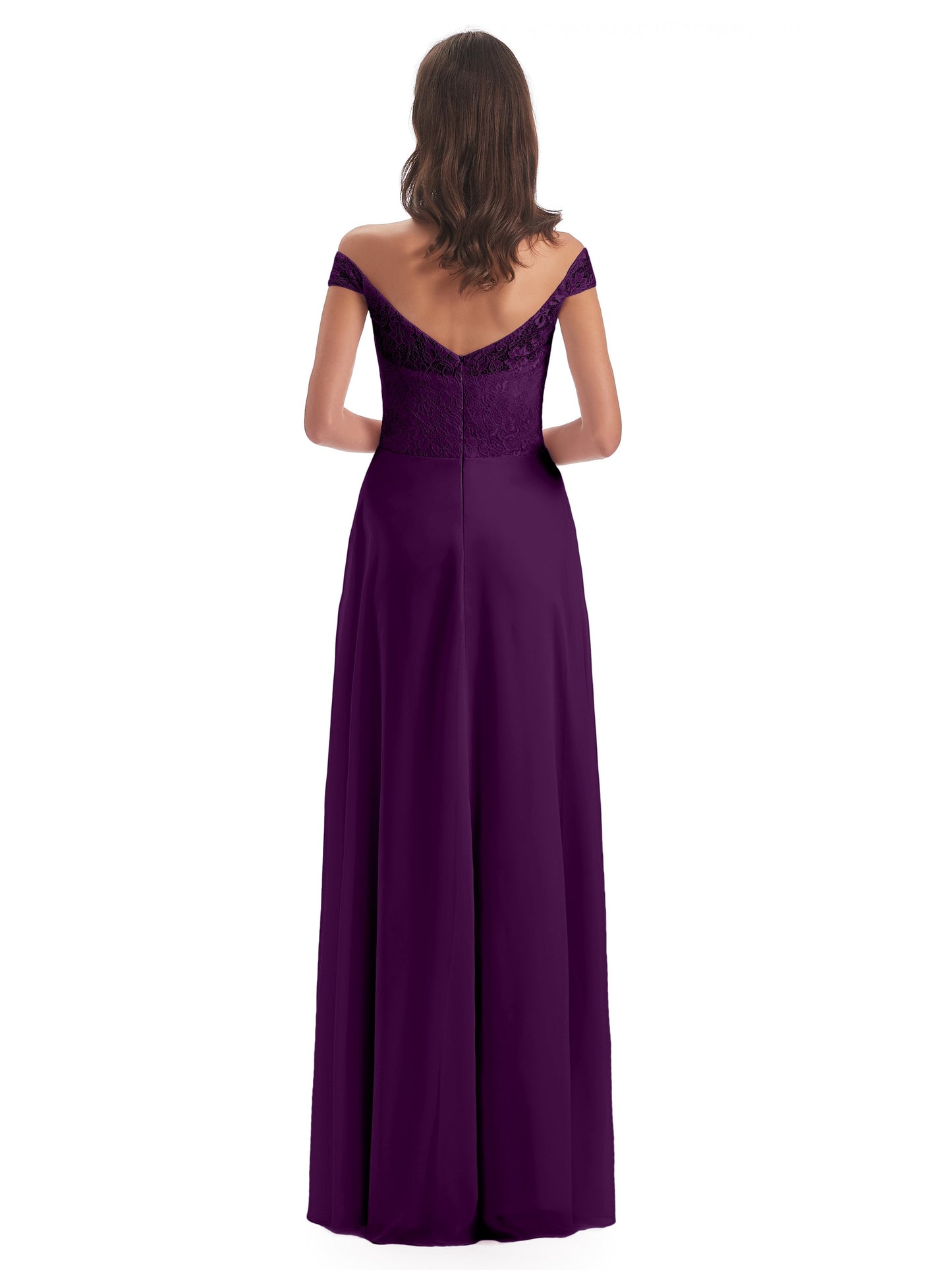 Marjorie Off The Shoulder Open Back Chiffon Long Bridesmaid Dresses