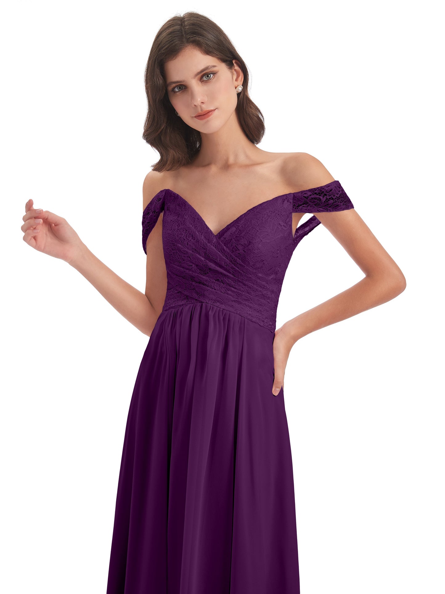 Marjorie Off The Shoulder Open Back Chiffon Long Bridesmaid Dresses