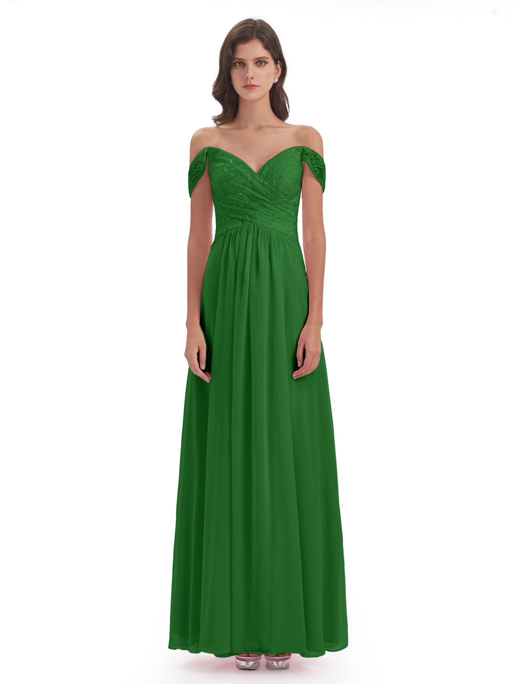 Marjorie Off The Shoulder Open Back Chiffon Long Bridesmaid Dresses