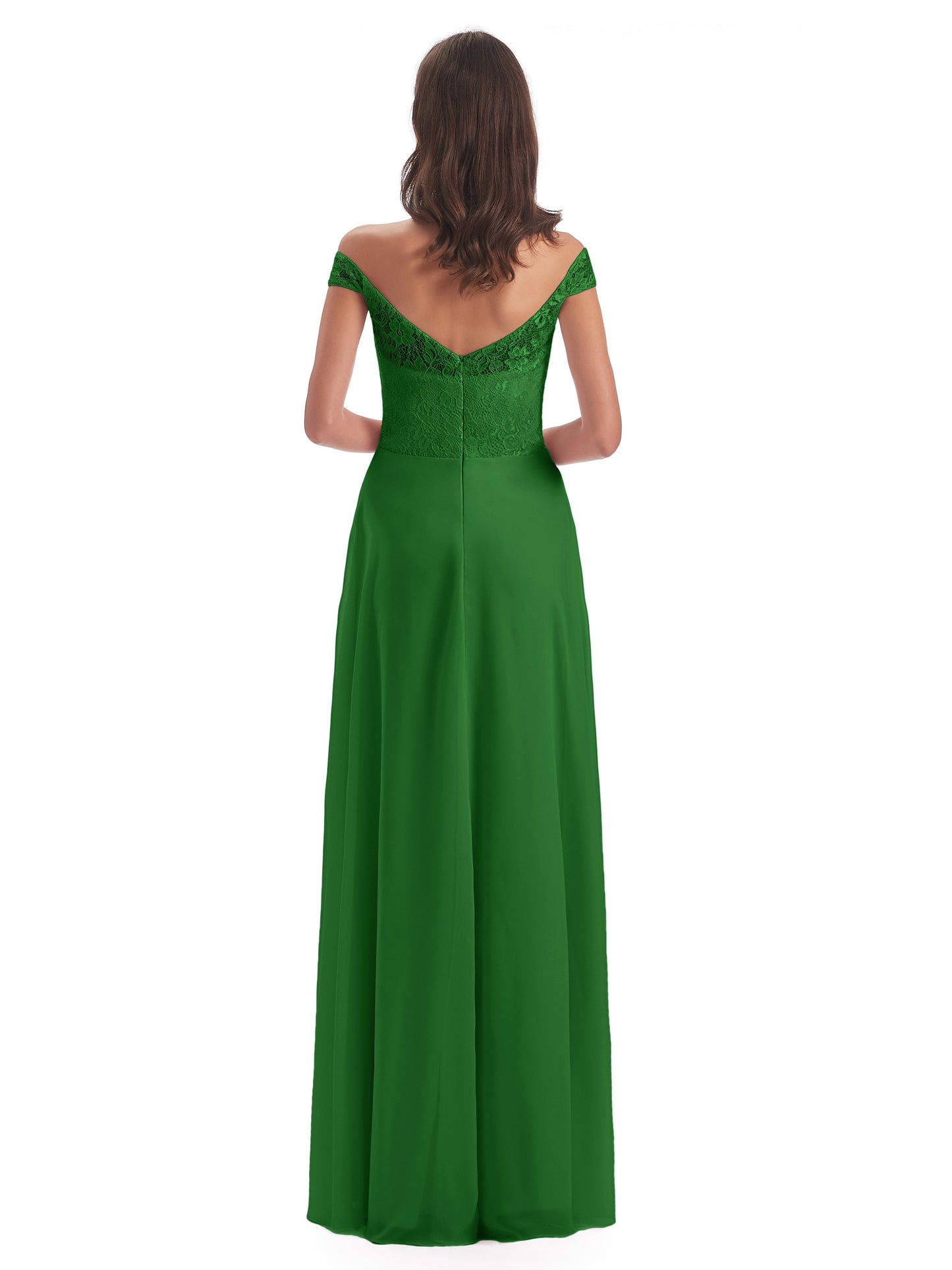 Marjorie Off The Shoulder Open Back Chiffon Long Bridesmaid Dresses