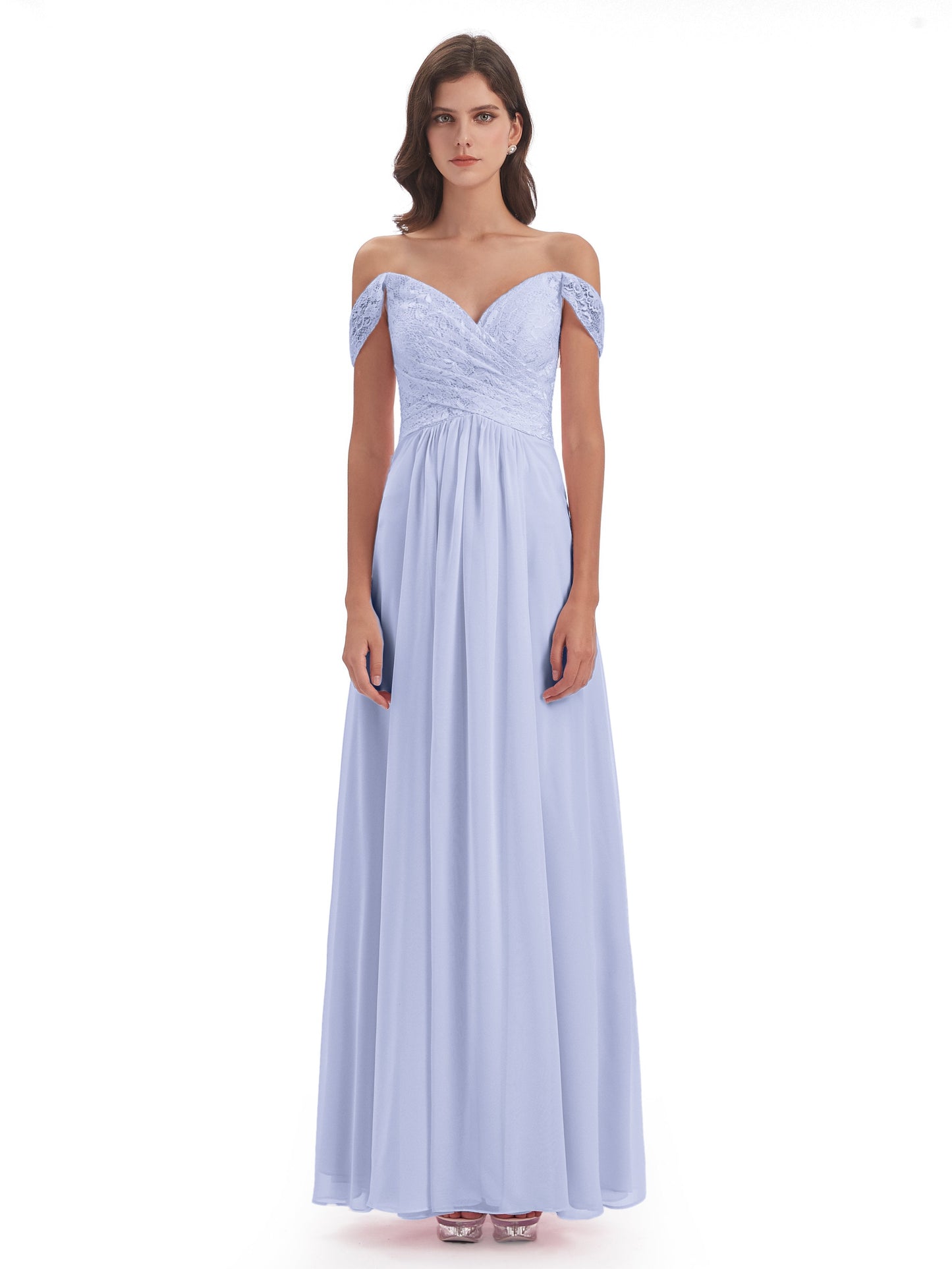 Marjorie Off The Shoulder Open Back Chiffon Long Bridesmaid Dresses
