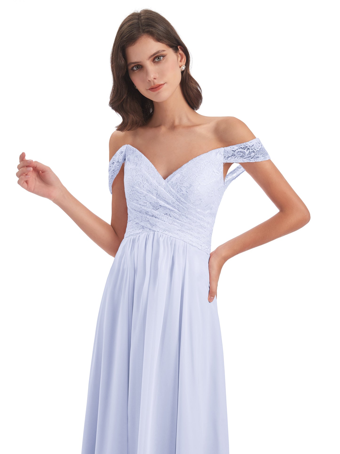 Marjorie Off The Shoulder Open Back Chiffon Long Bridesmaid Dresses