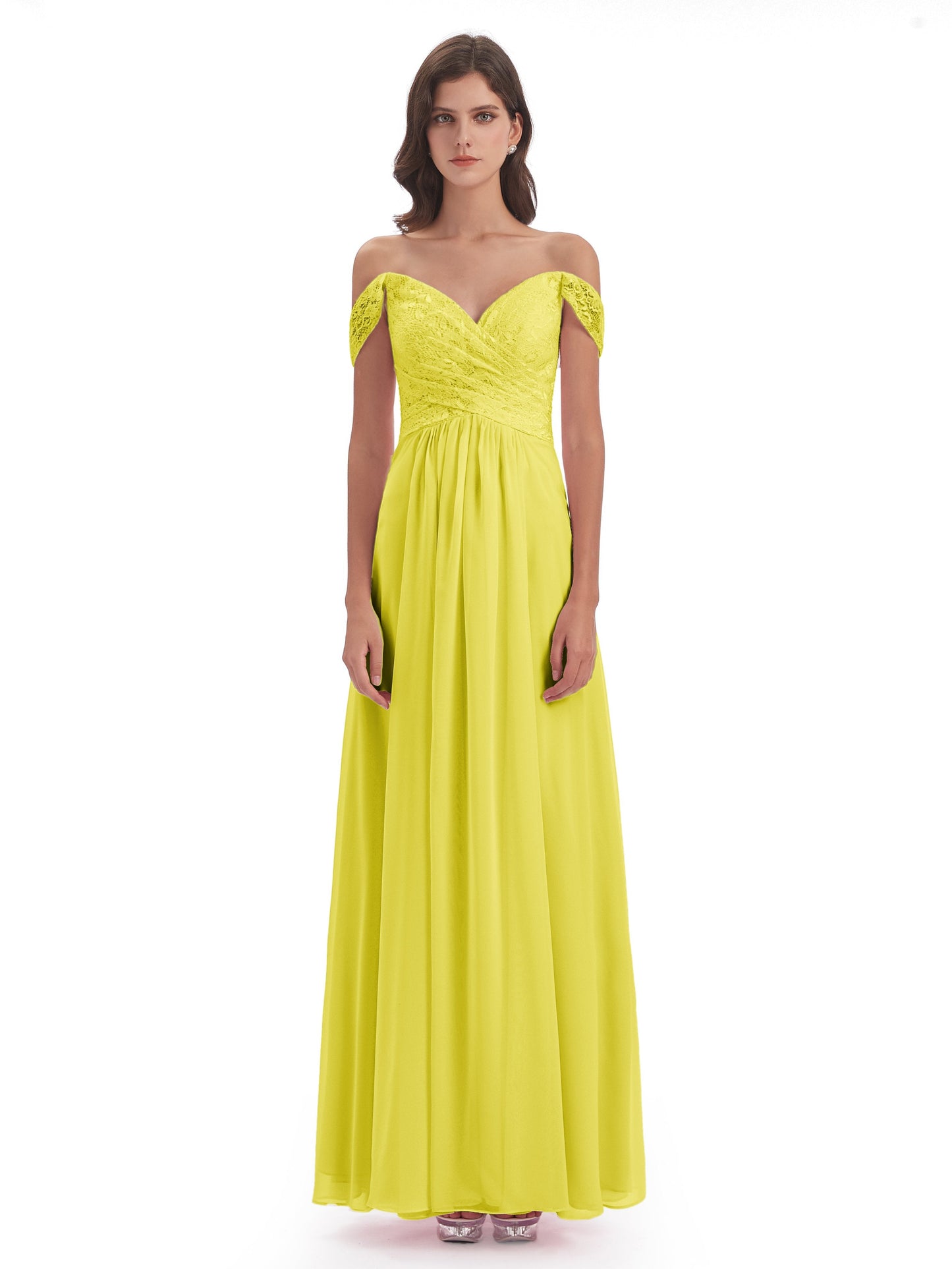 Marjorie Off The Shoulder Open Back Chiffon Long Bridesmaid Dresses