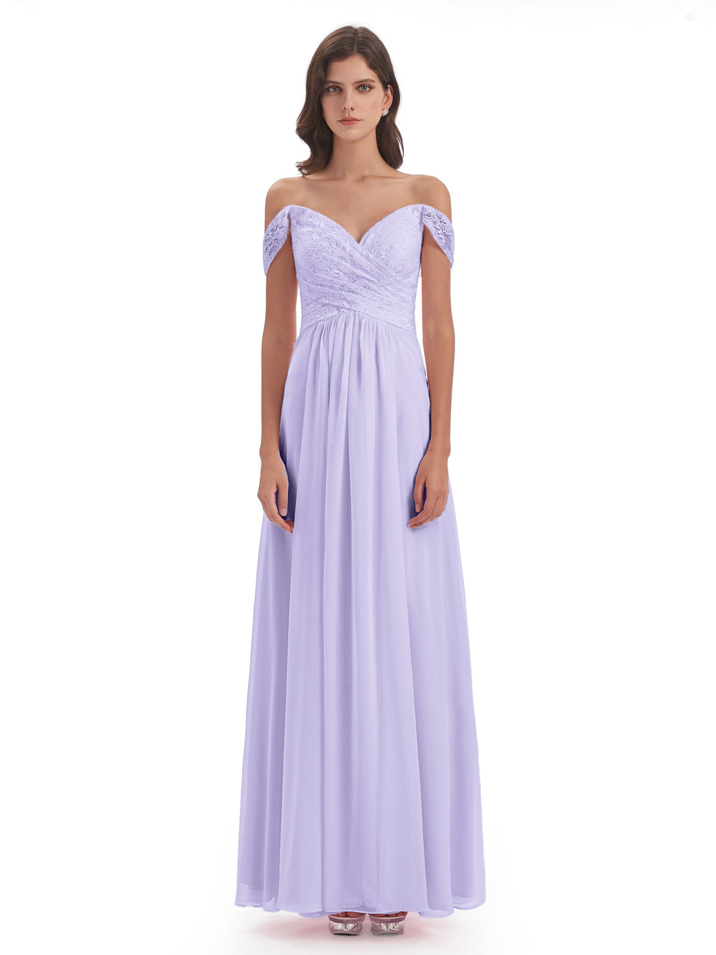 Marjorie Off The Shoulder Open Back Chiffon Long Bridesmaid Dresses