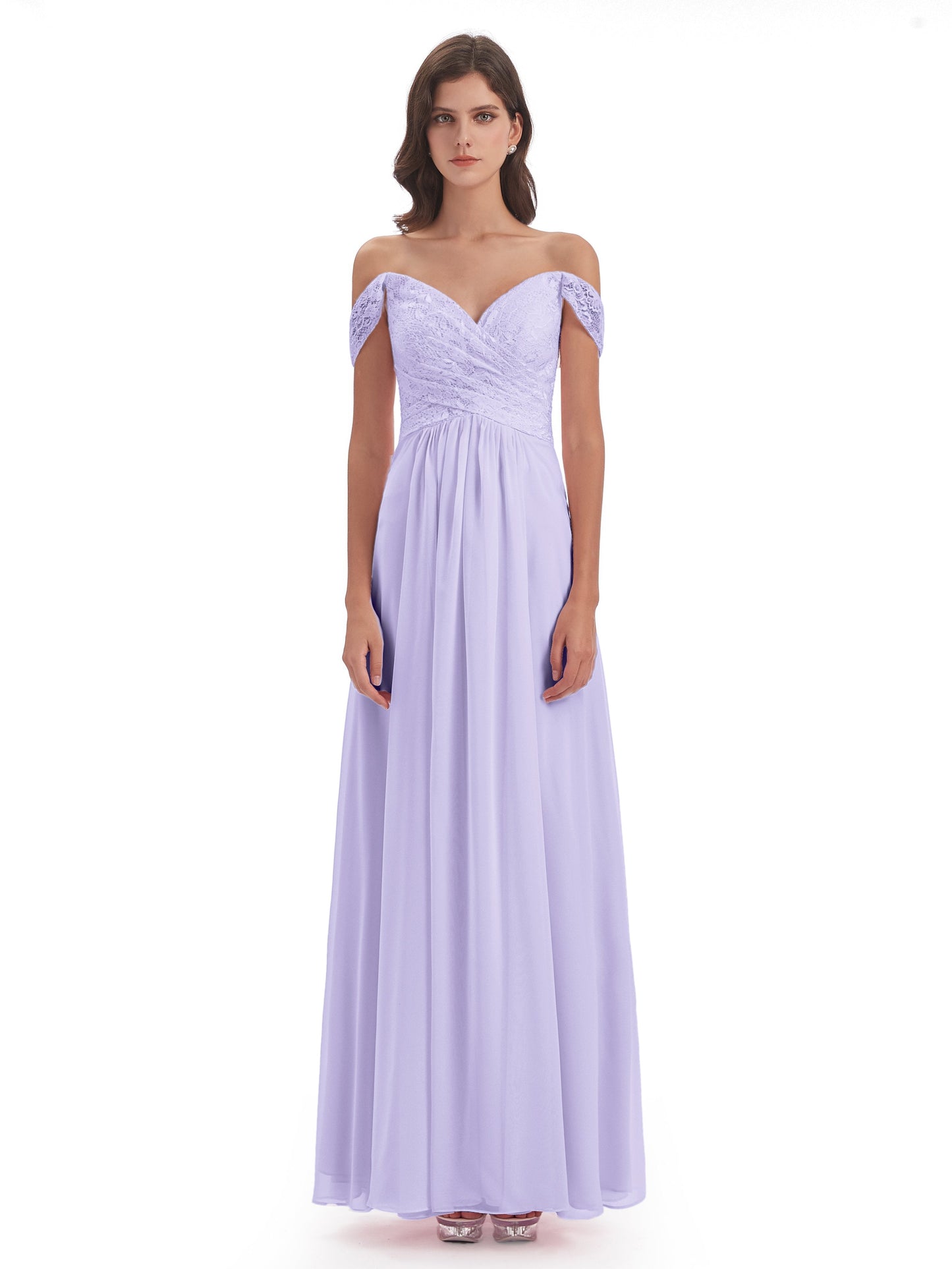 Marjorie Off The Shoulder Open Back Chiffon Long Bridesmaid Dresses