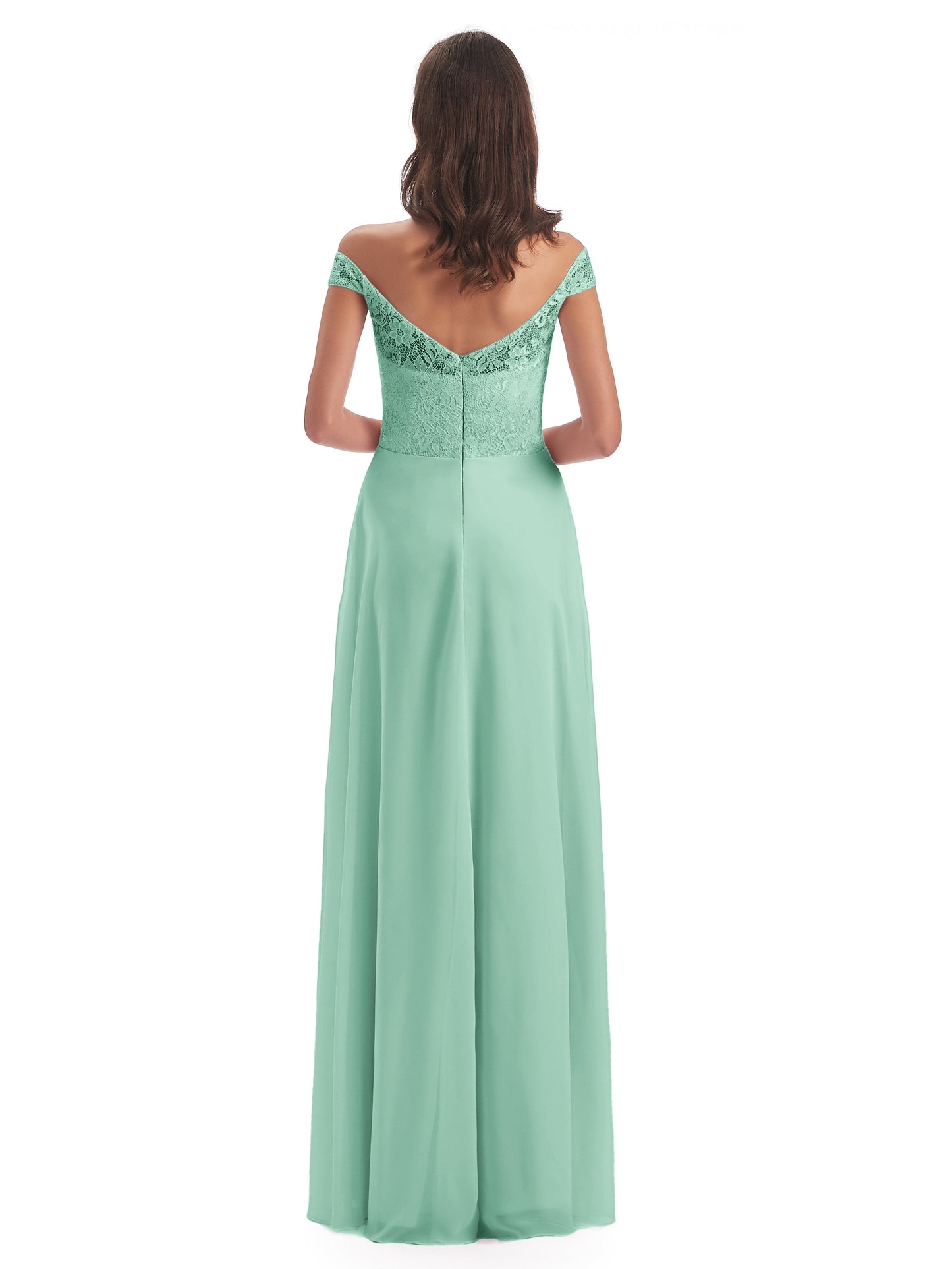 Marjorie Off The Shoulder Open Back Chiffon Long Bridesmaid Dresses