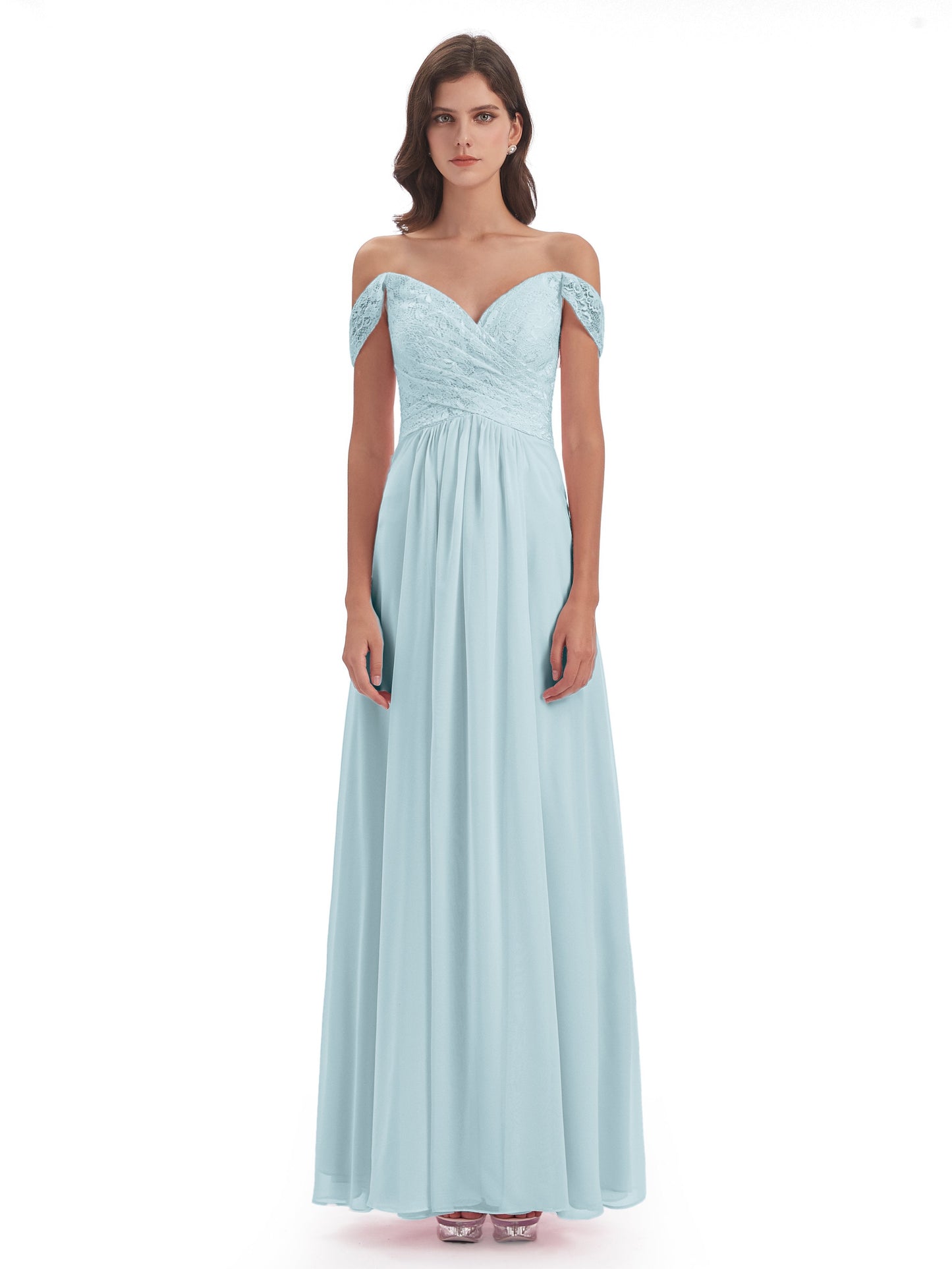 Marjorie Off The Shoulder Open Back Chiffon Long Bridesmaid Dresses