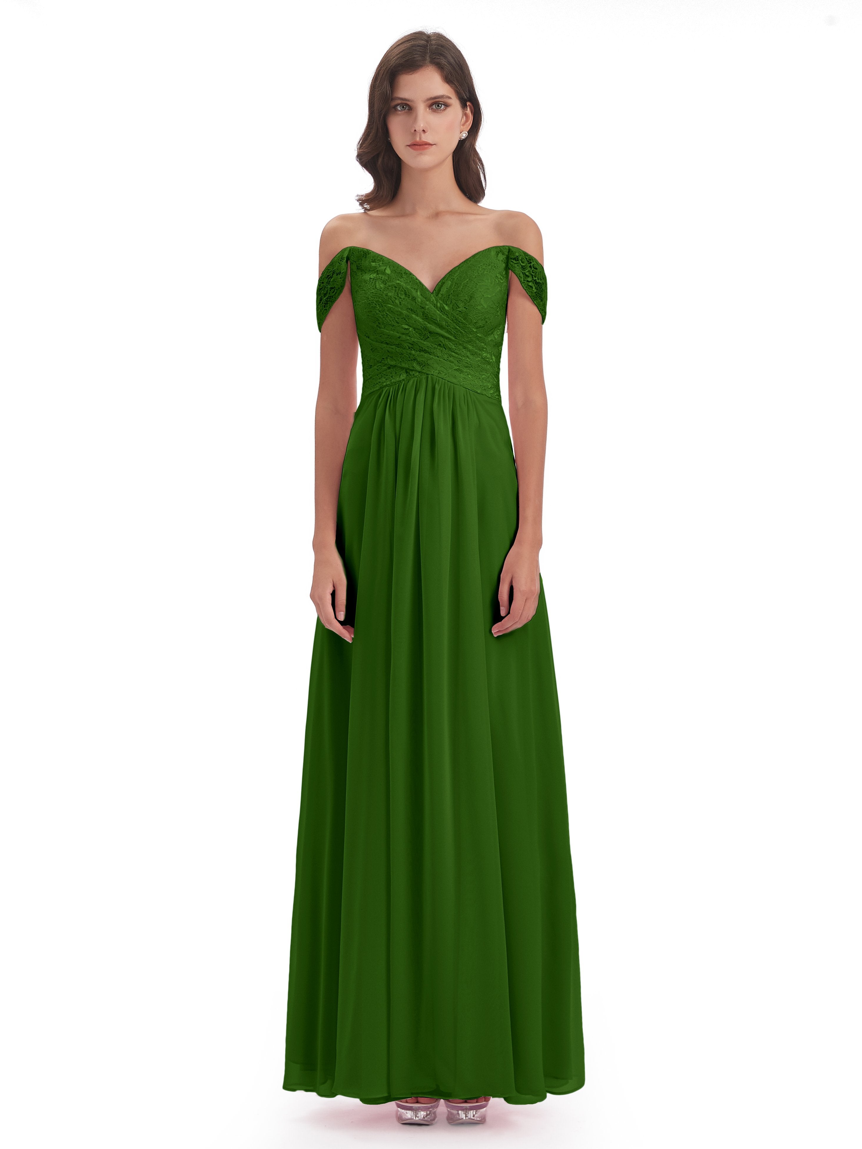 Marjorie Off The Shoulder Open Back Chiffon Long Bridesmaid Dresses