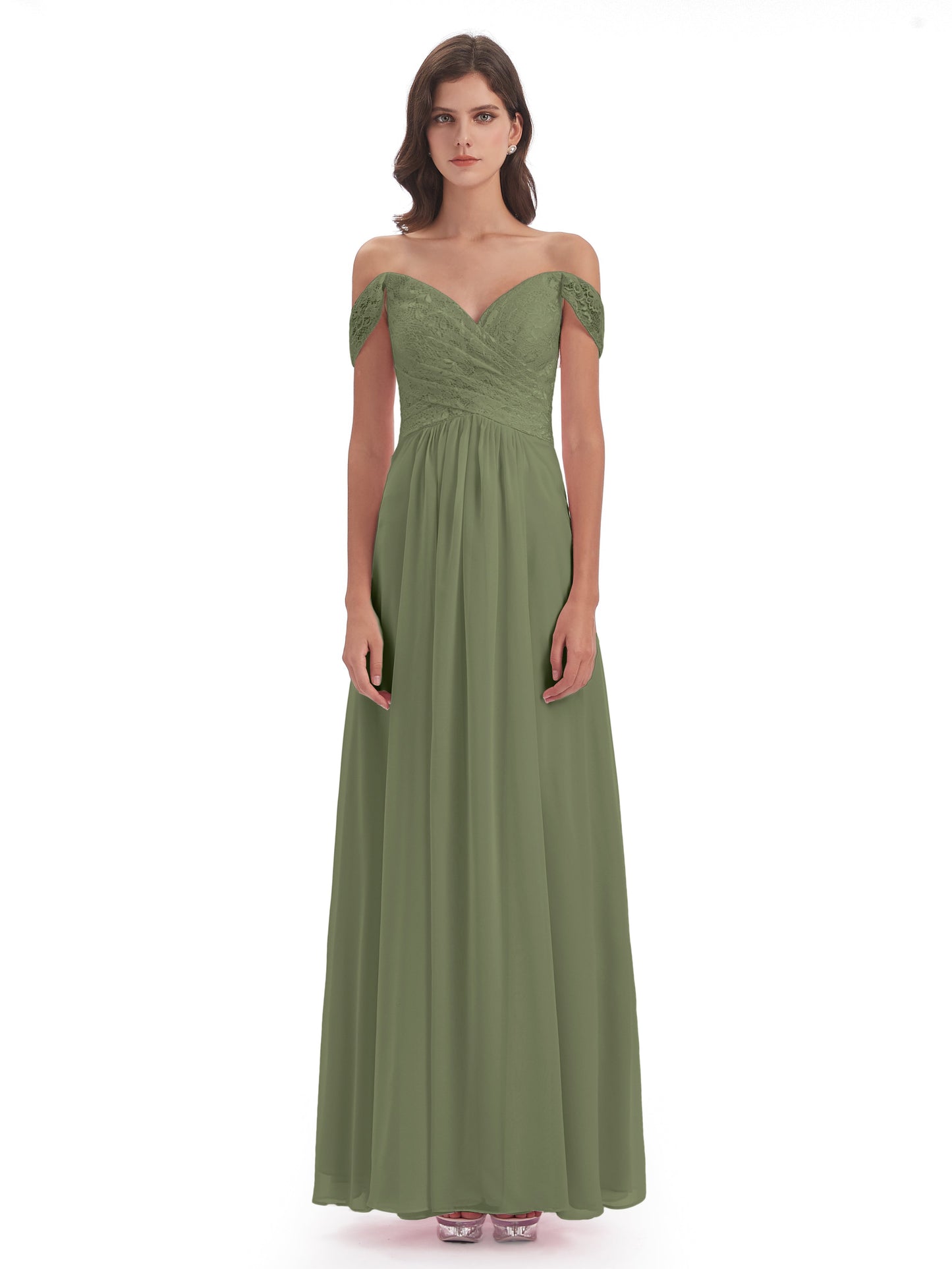 Marjorie Off The Shoulder Open Back Chiffon Long Bridesmaid Dresses