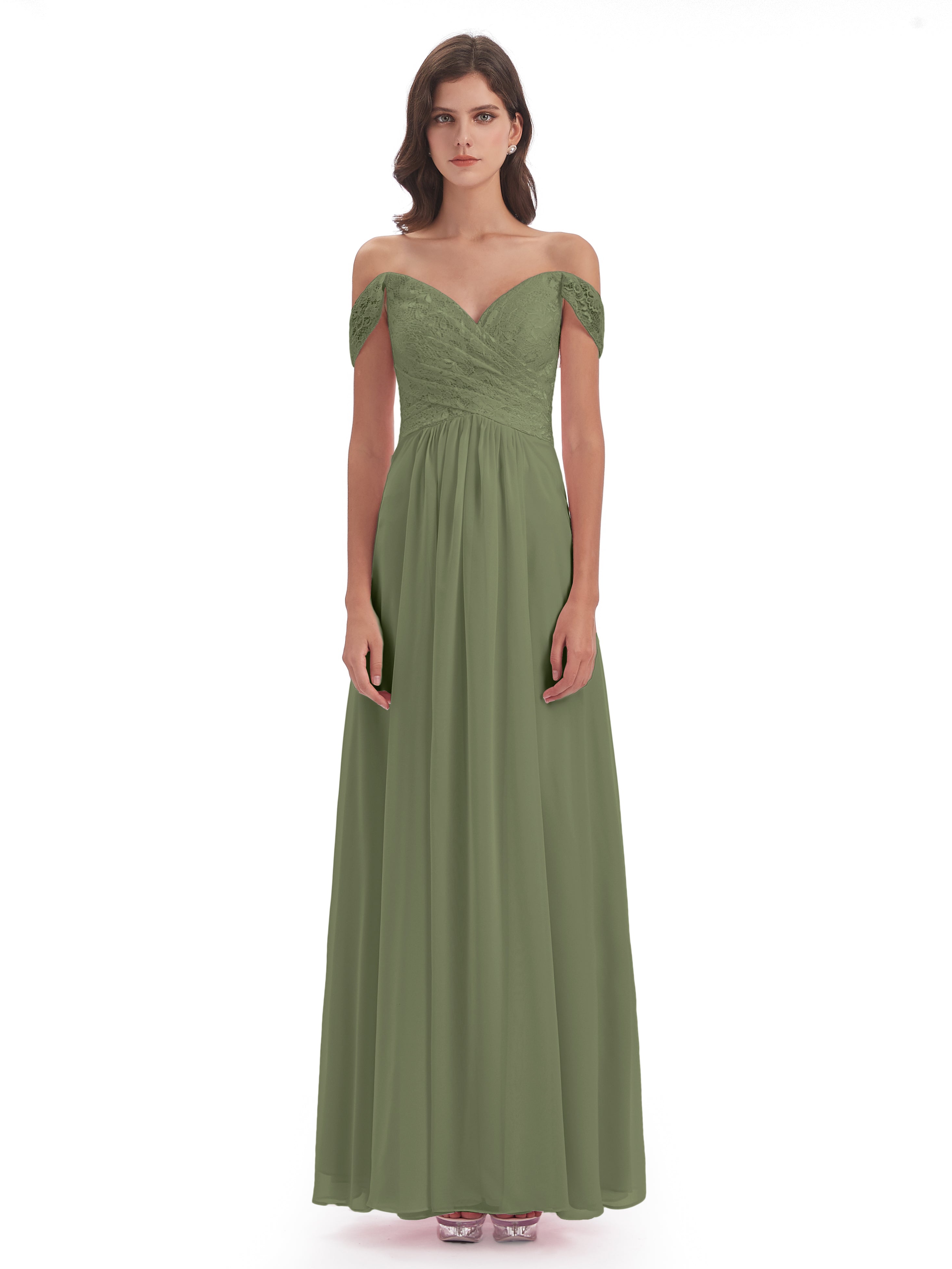 Marjorie Off The Shoulder Open Back Chiffon Long Bridesmaid Dresses