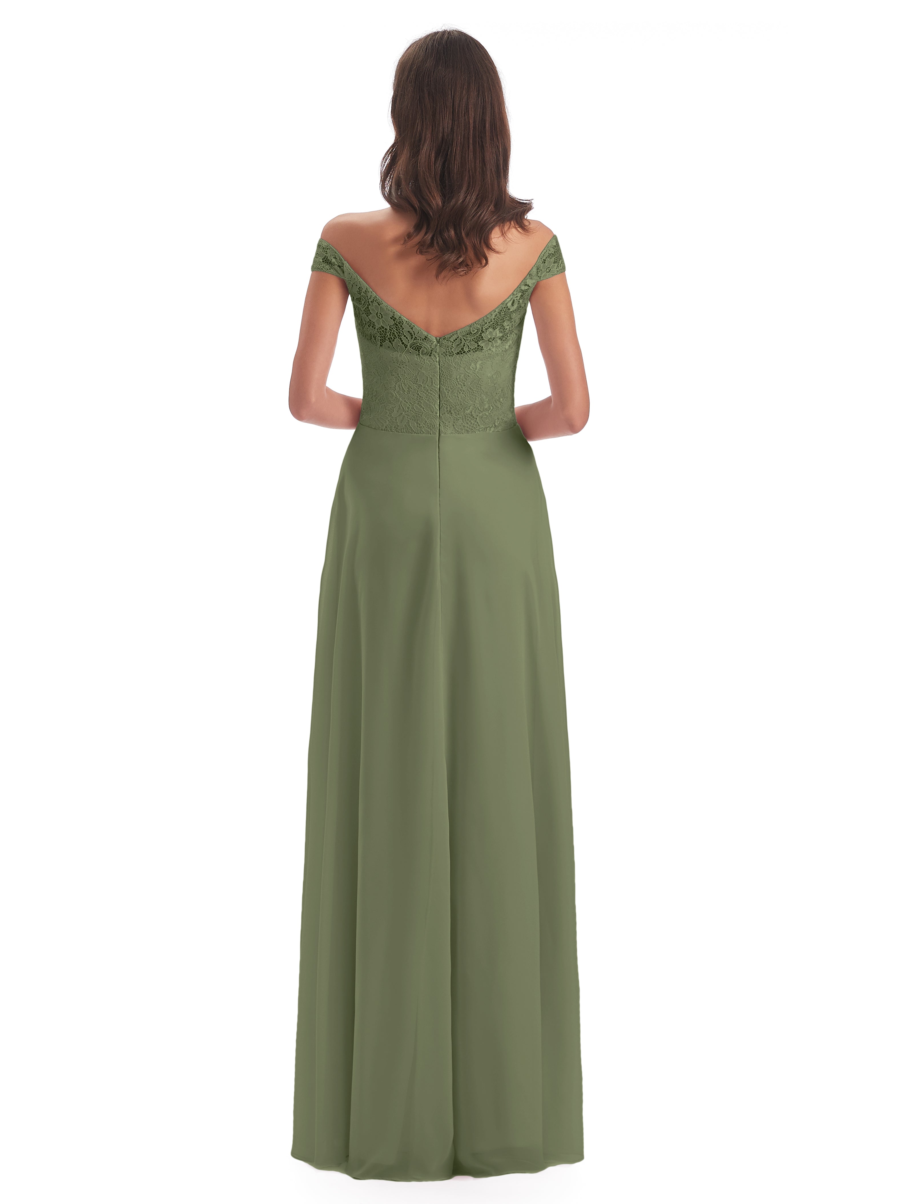 Marjorie Off The Shoulder Open Back Chiffon Long Bridesmaid Dresses