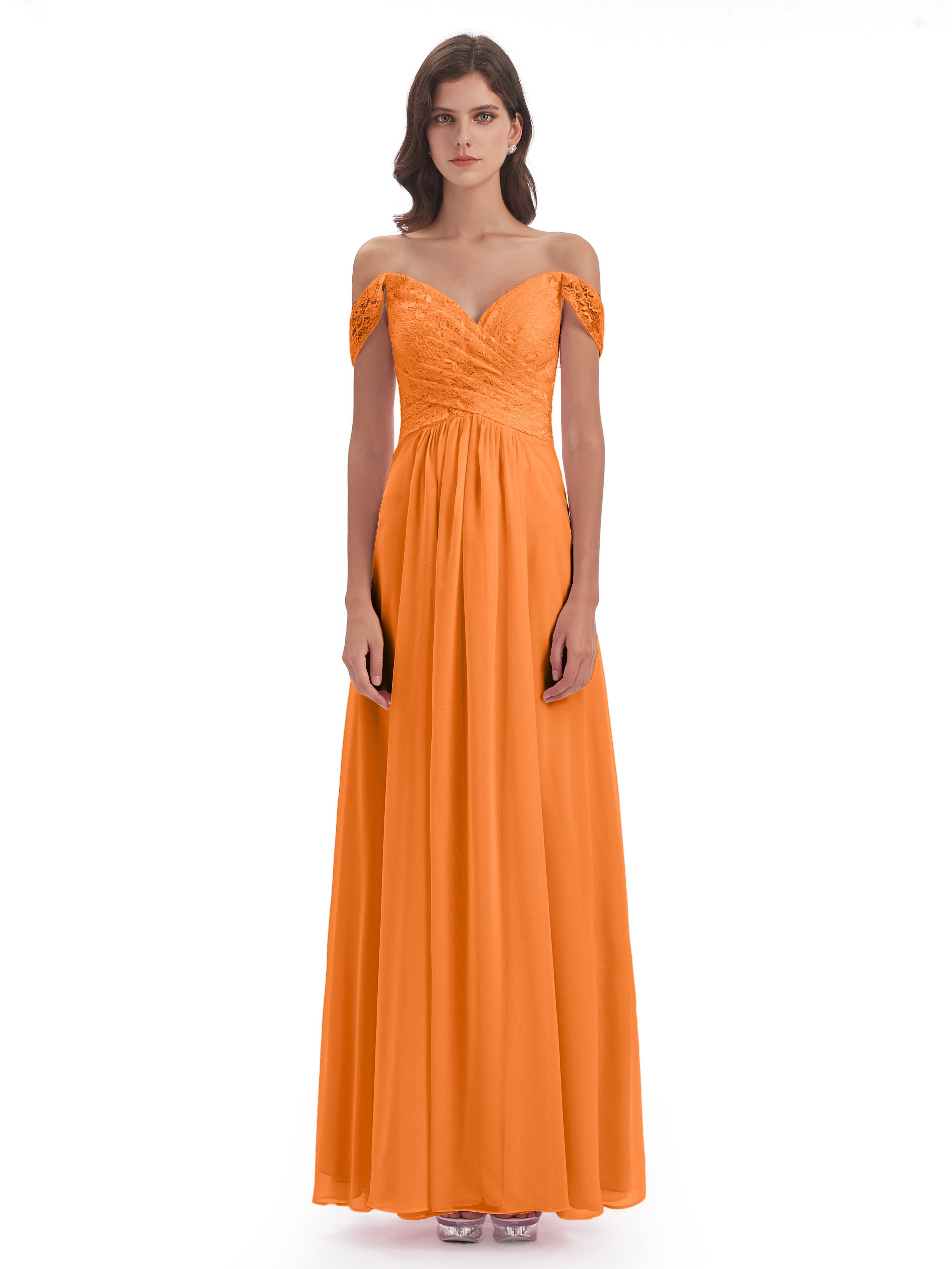 Marjorie Off The Shoulder Open Back Chiffon Long Bridesmaid Dresses