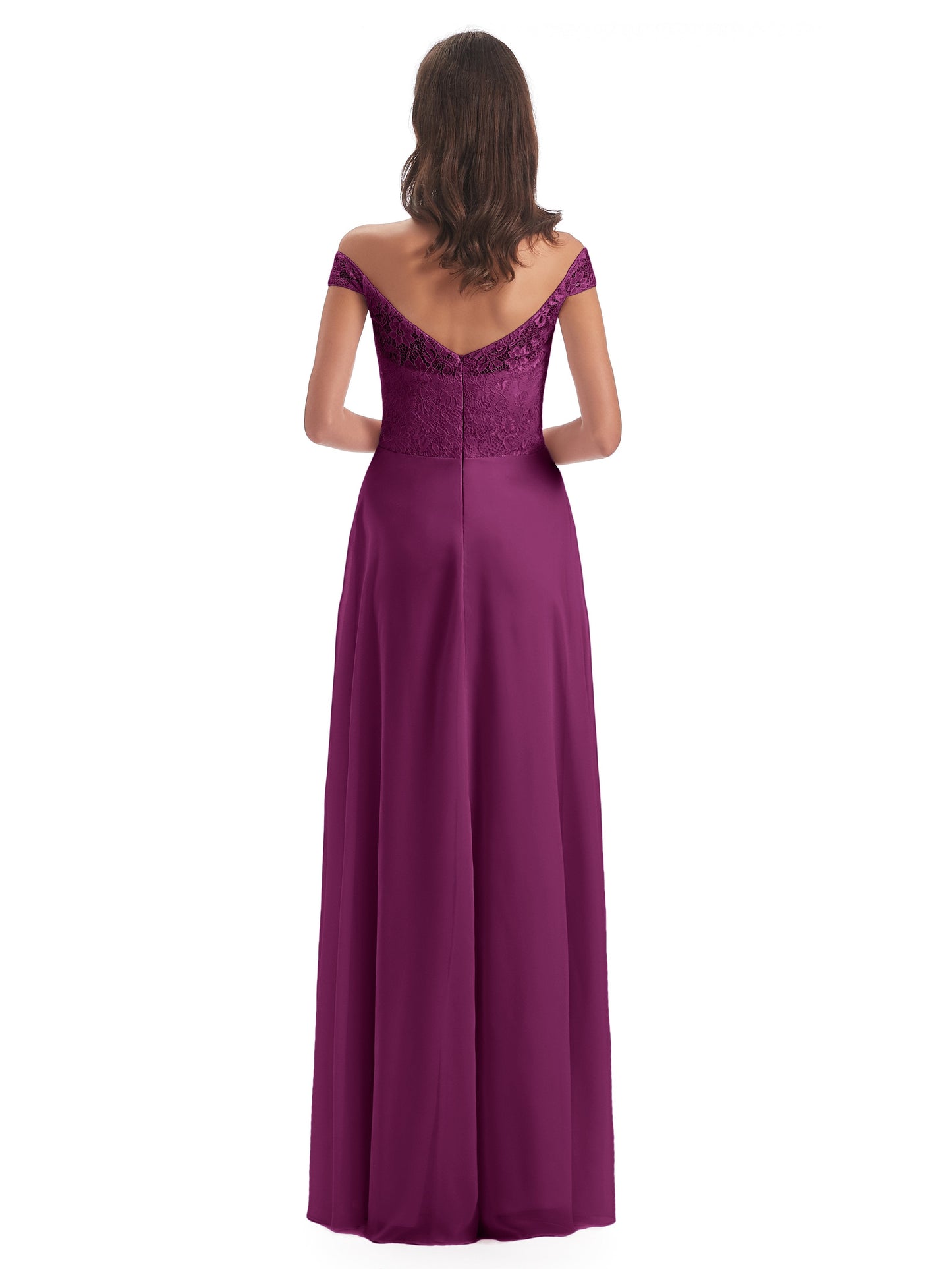 Marjorie Off The Shoulder Open Back Chiffon Long Bridesmaid Dresses