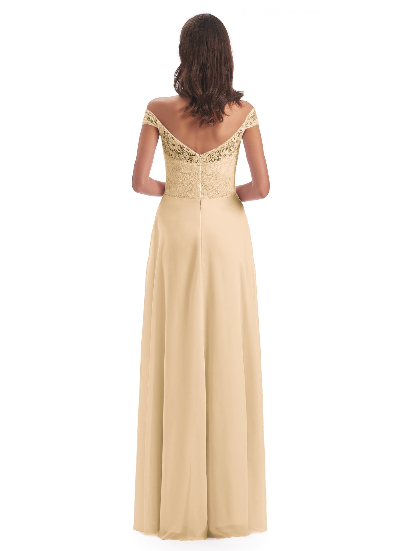 Marjorie Off The Shoulder Open Back Chiffon Long Bridesmaid Dresses