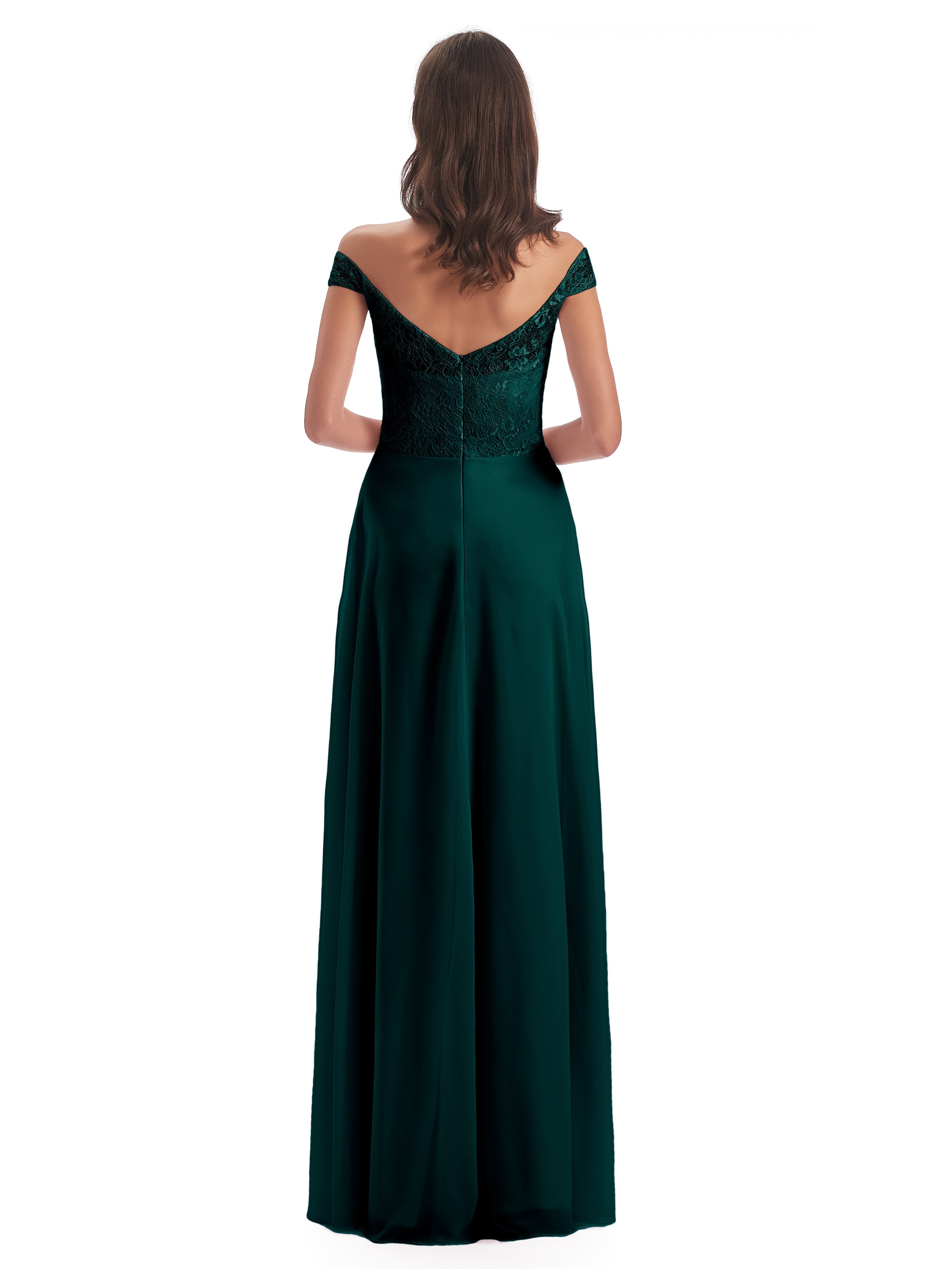 Marjorie Off The Shoulder Open Back Chiffon Long Bridesmaid Dresses