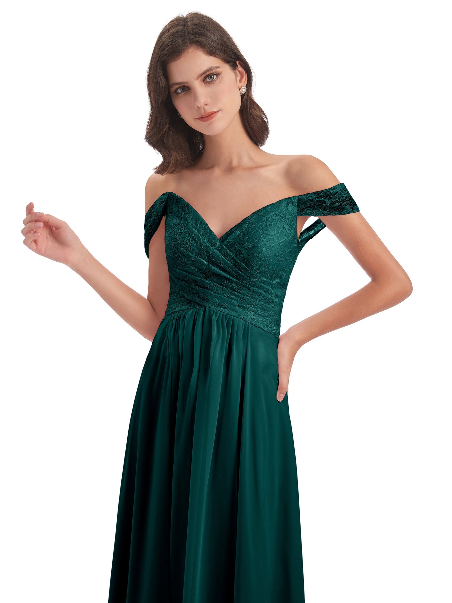 Marjorie Off The Shoulder Open Back Chiffon Long Bridesmaid Dresses