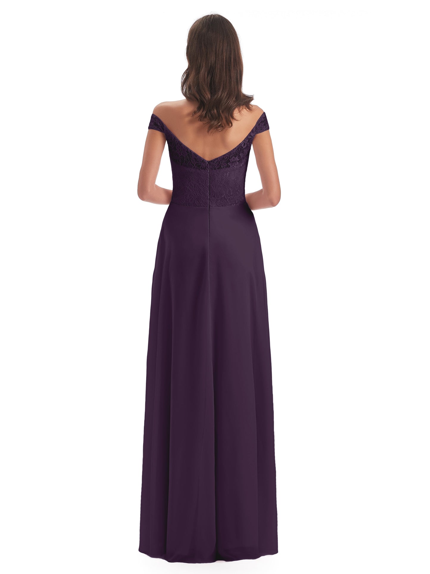 Marjorie Off The Shoulder Open Back Chiffon Long Bridesmaid Dresses