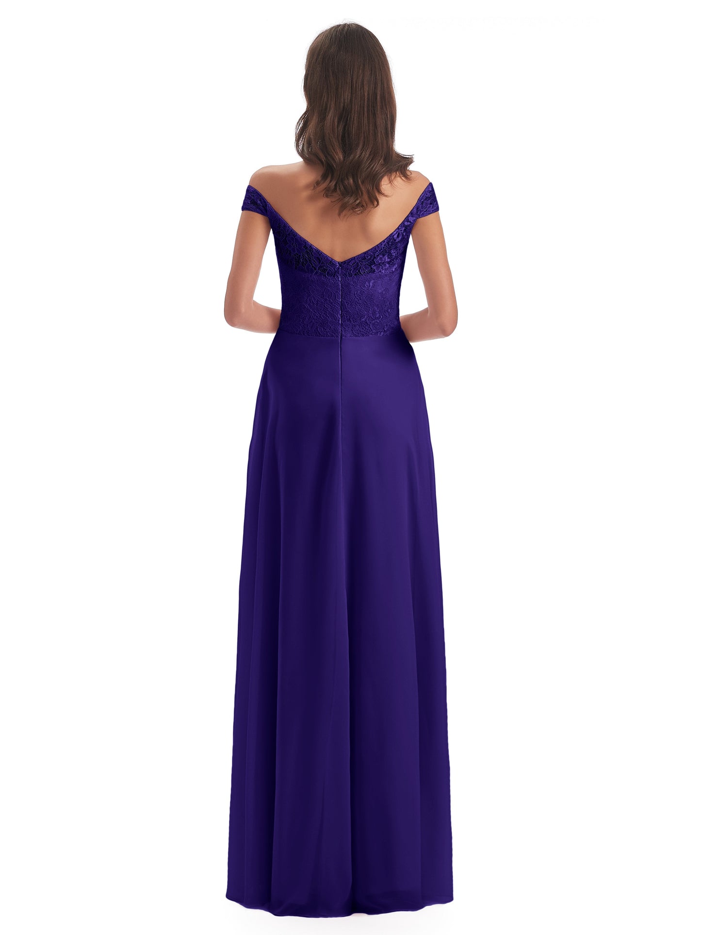 Marjorie Off The Shoulder Open Back Chiffon Long Bridesmaid Dresses