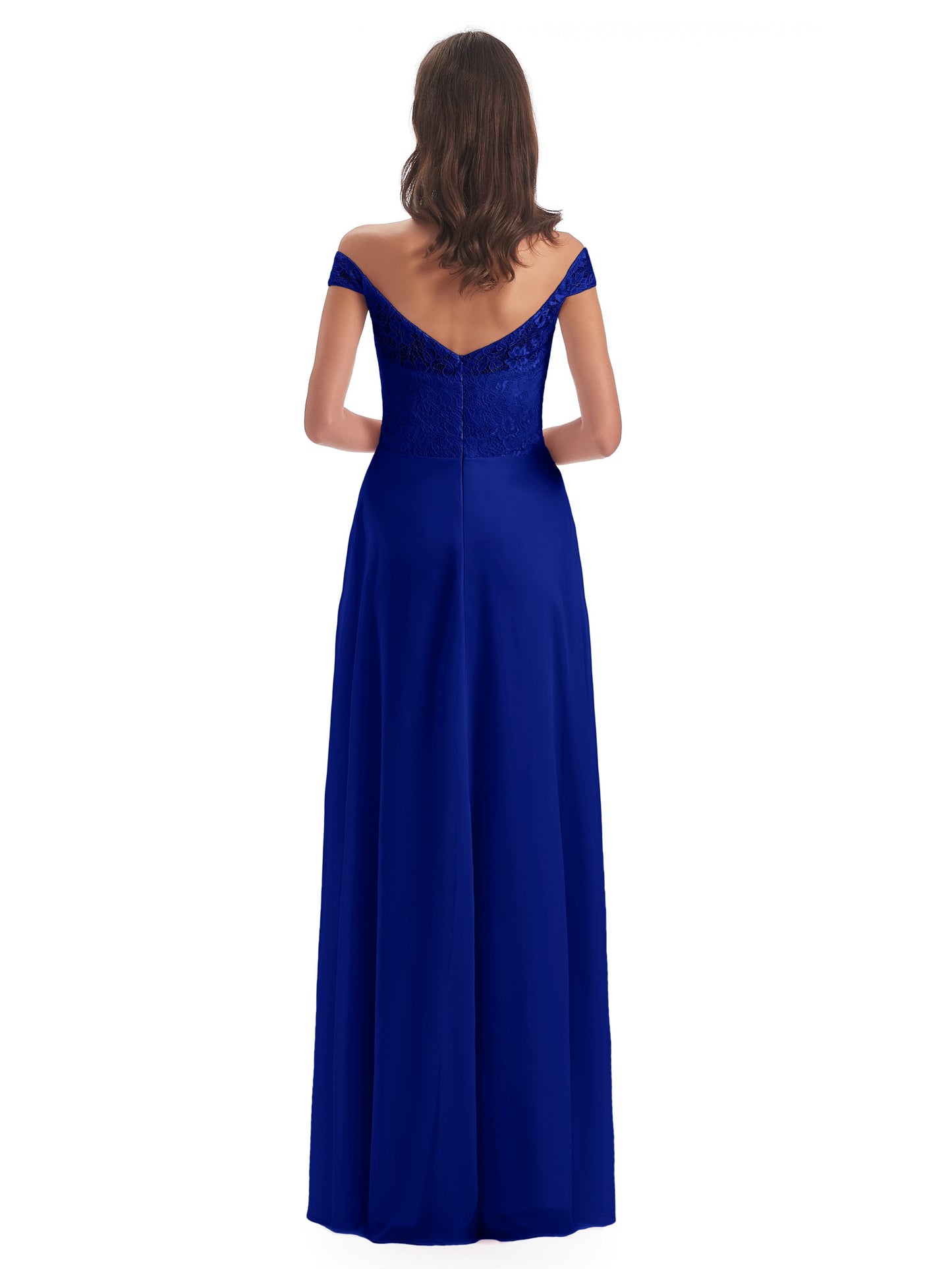 Marjorie Off The Shoulder Open Back Chiffon Long Bridesmaid Dresses