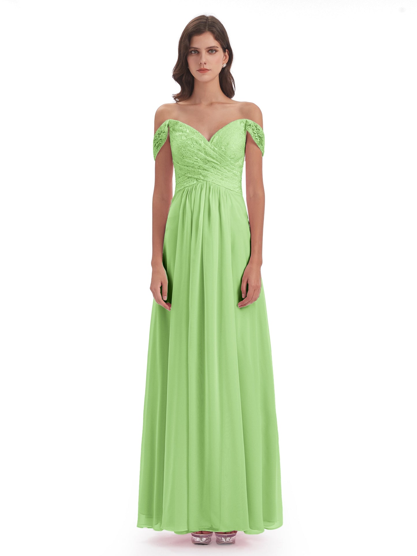 Marjorie Off The Shoulder Open Back Chiffon Long Bridesmaid Dresses