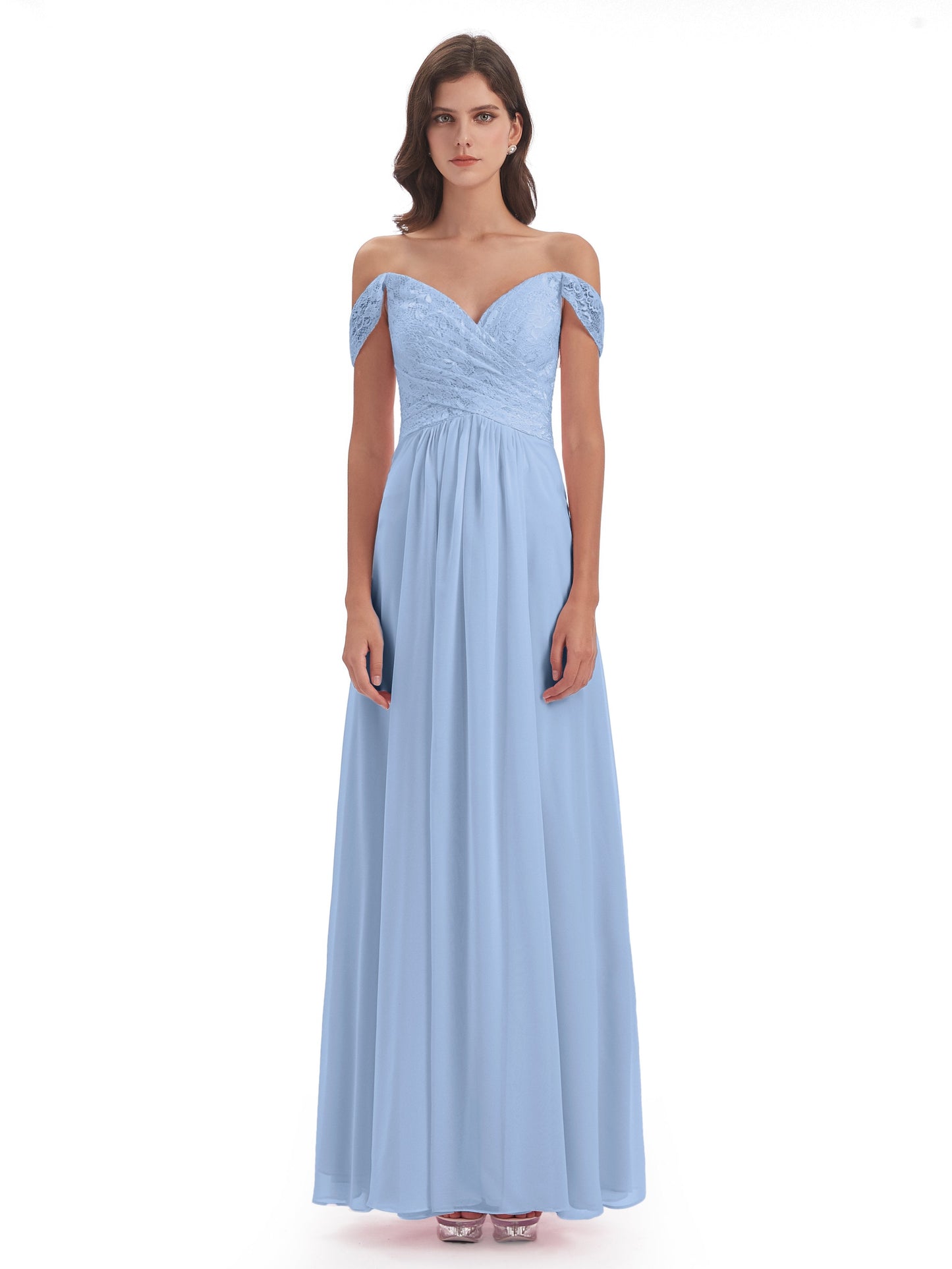 Marjorie Off The Shoulder Open Back Chiffon Long Bridesmaid Dresses