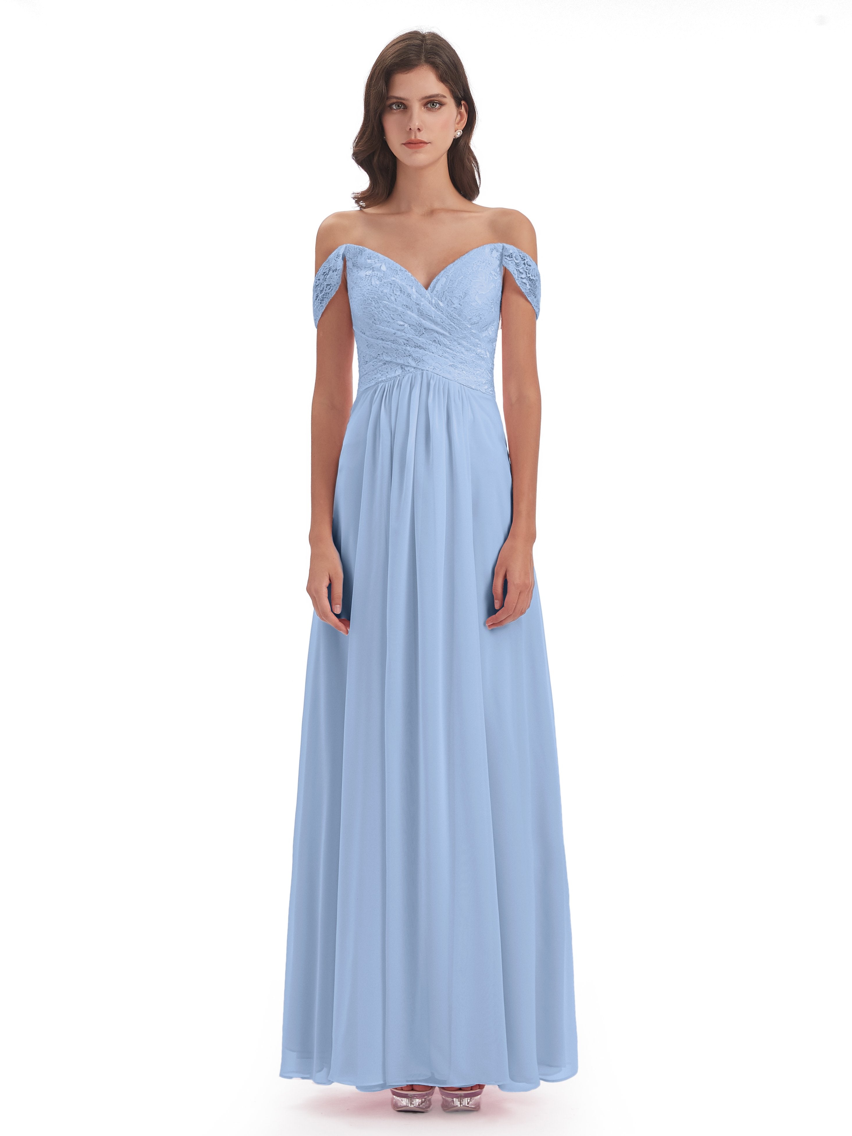 Marjorie Off The Shoulder Open Back Chiffon Long Bridesmaid Dresses