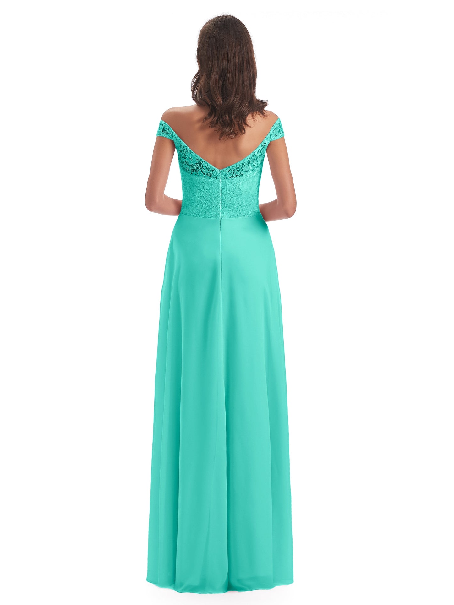 Marjorie Off The Shoulder Open Back Chiffon Long Bridesmaid Dresses