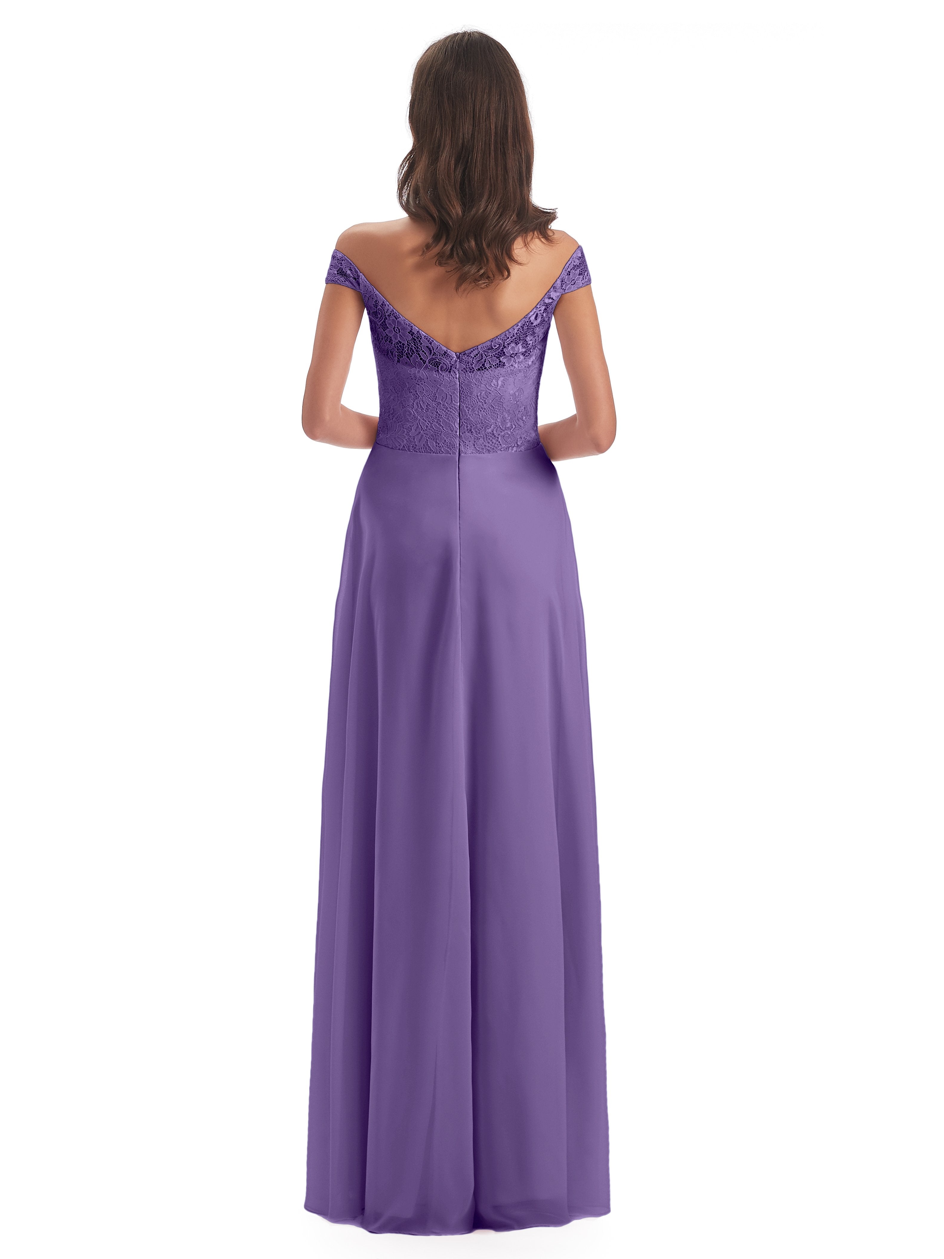 Marjorie Off The Shoulder Open Back Chiffon Long Bridesmaid Dresses