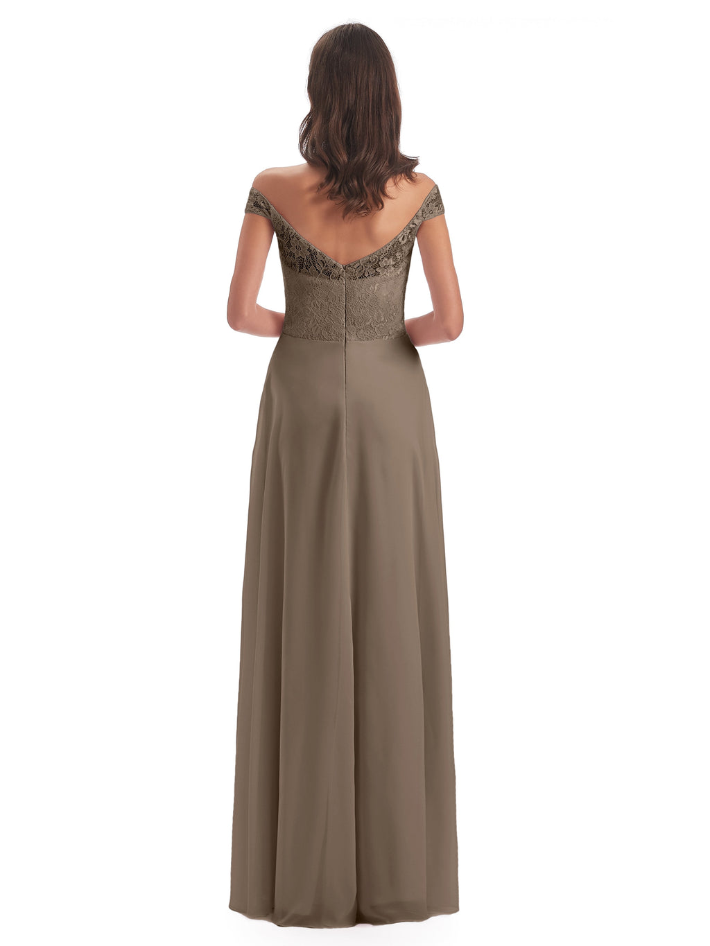 Marjorie Off The Shoulder Open Back Chiffon Long Bridesmaid Dresses