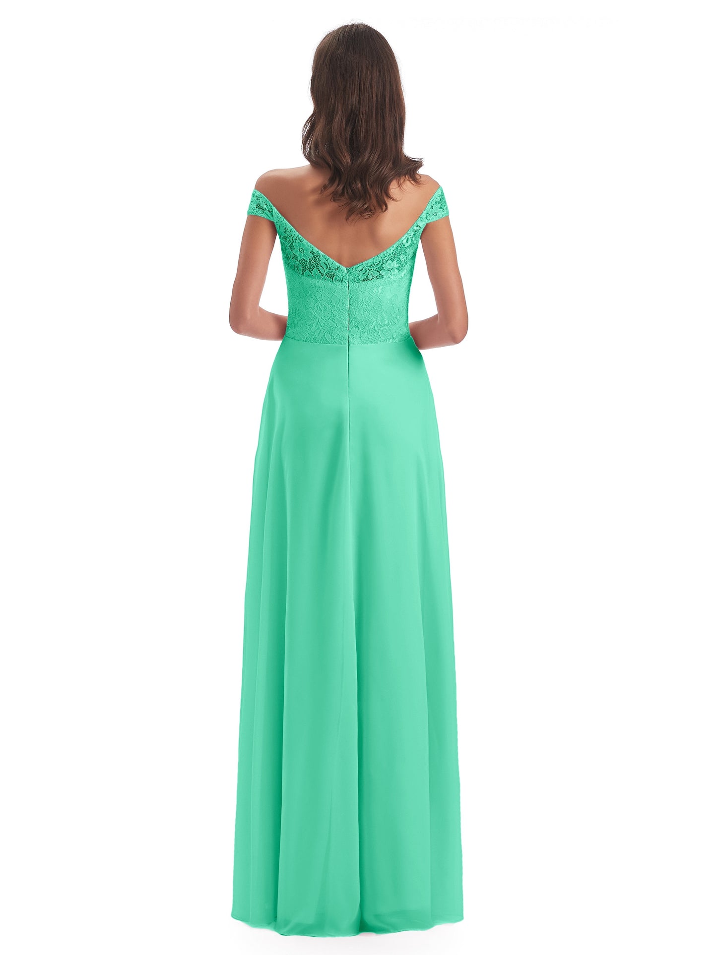 Marjorie Off The Shoulder Open Back Chiffon Long Bridesmaid Dresses