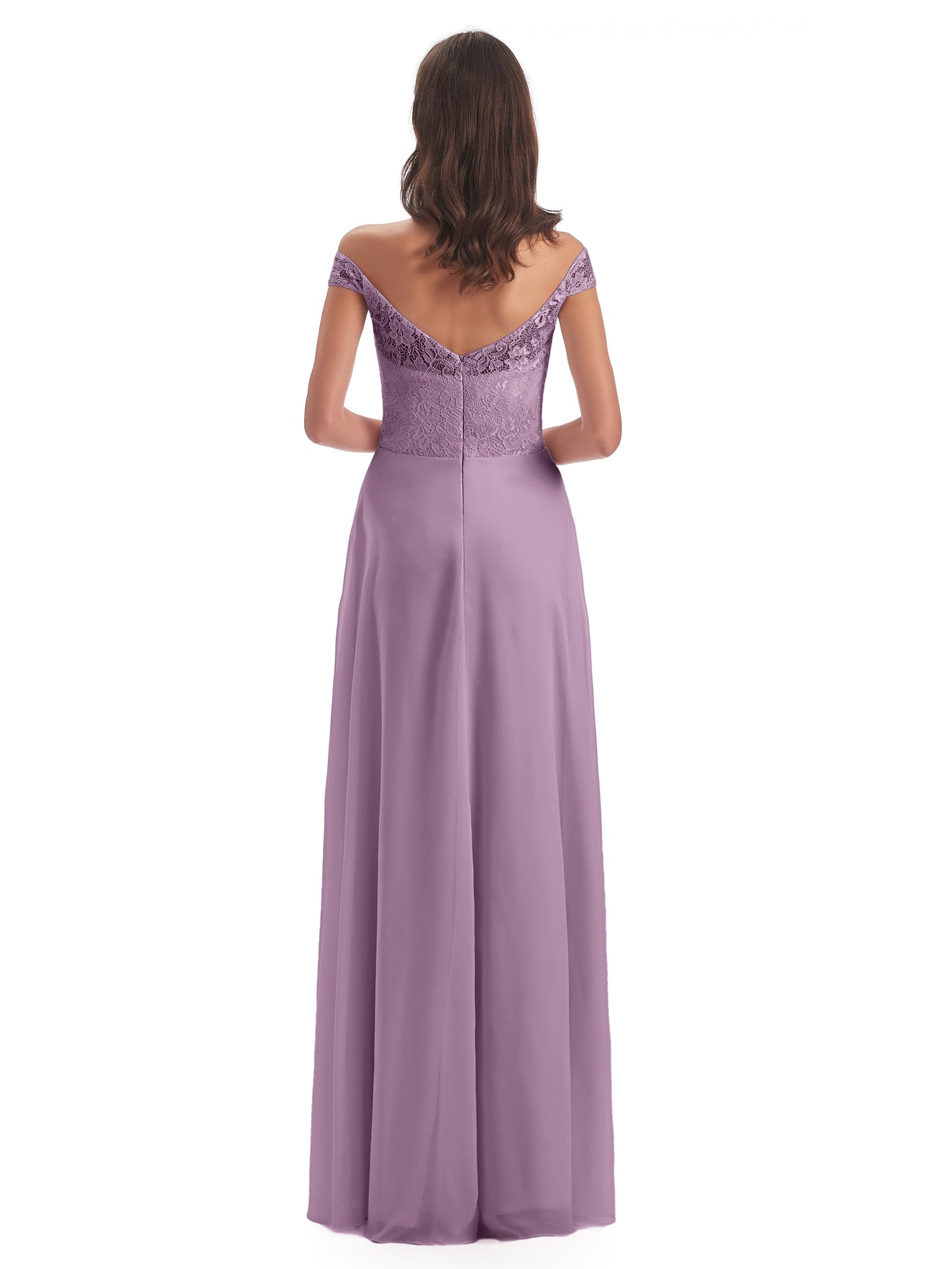 Marjorie Off The Shoulder Open Back Chiffon Long Bridesmaid Dresses