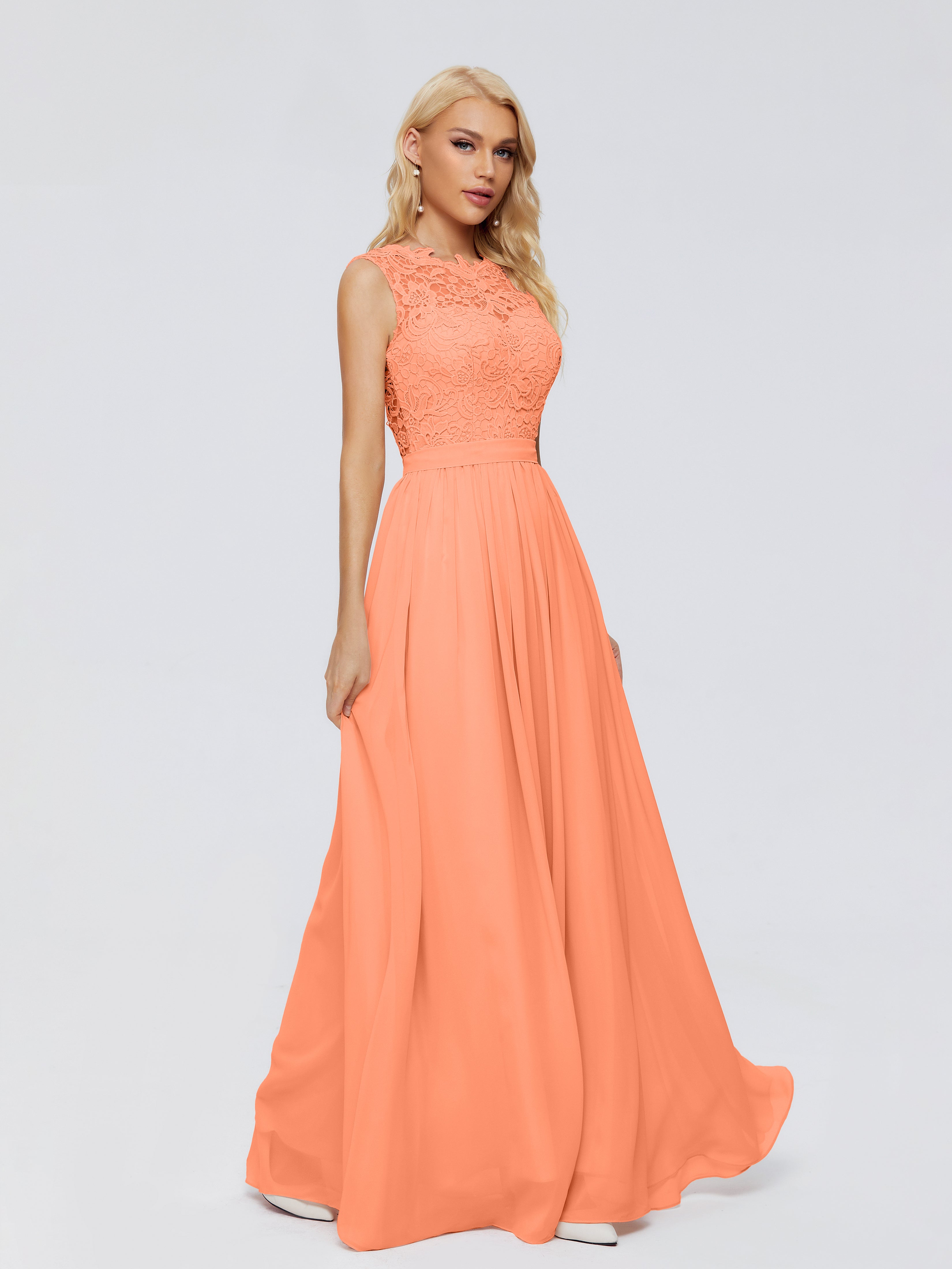 Melody A-Line Bateau Chiffon Bridesmaid Dresses