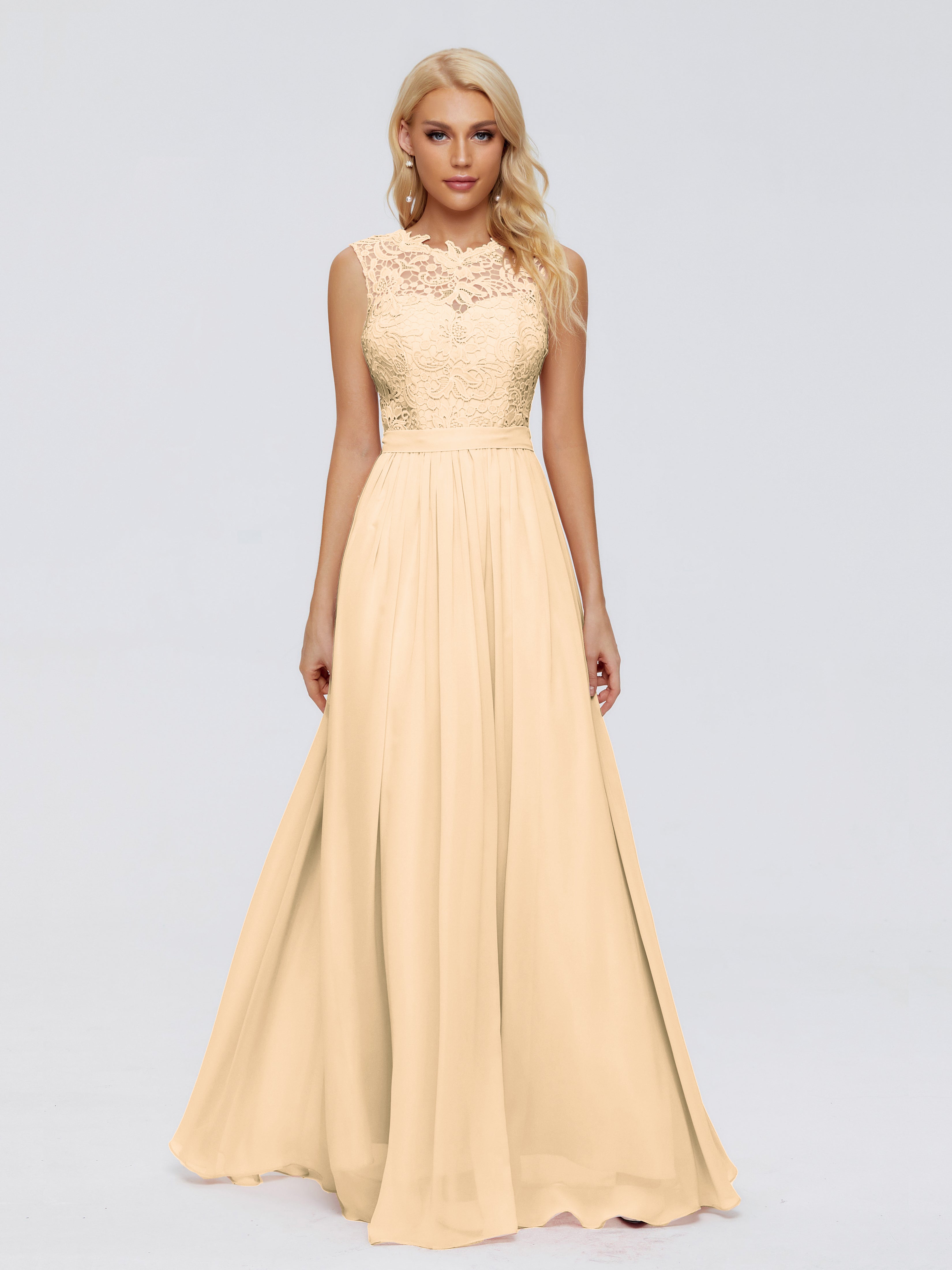Melody A-Line Bateau Chiffon Bridesmaid Dresses