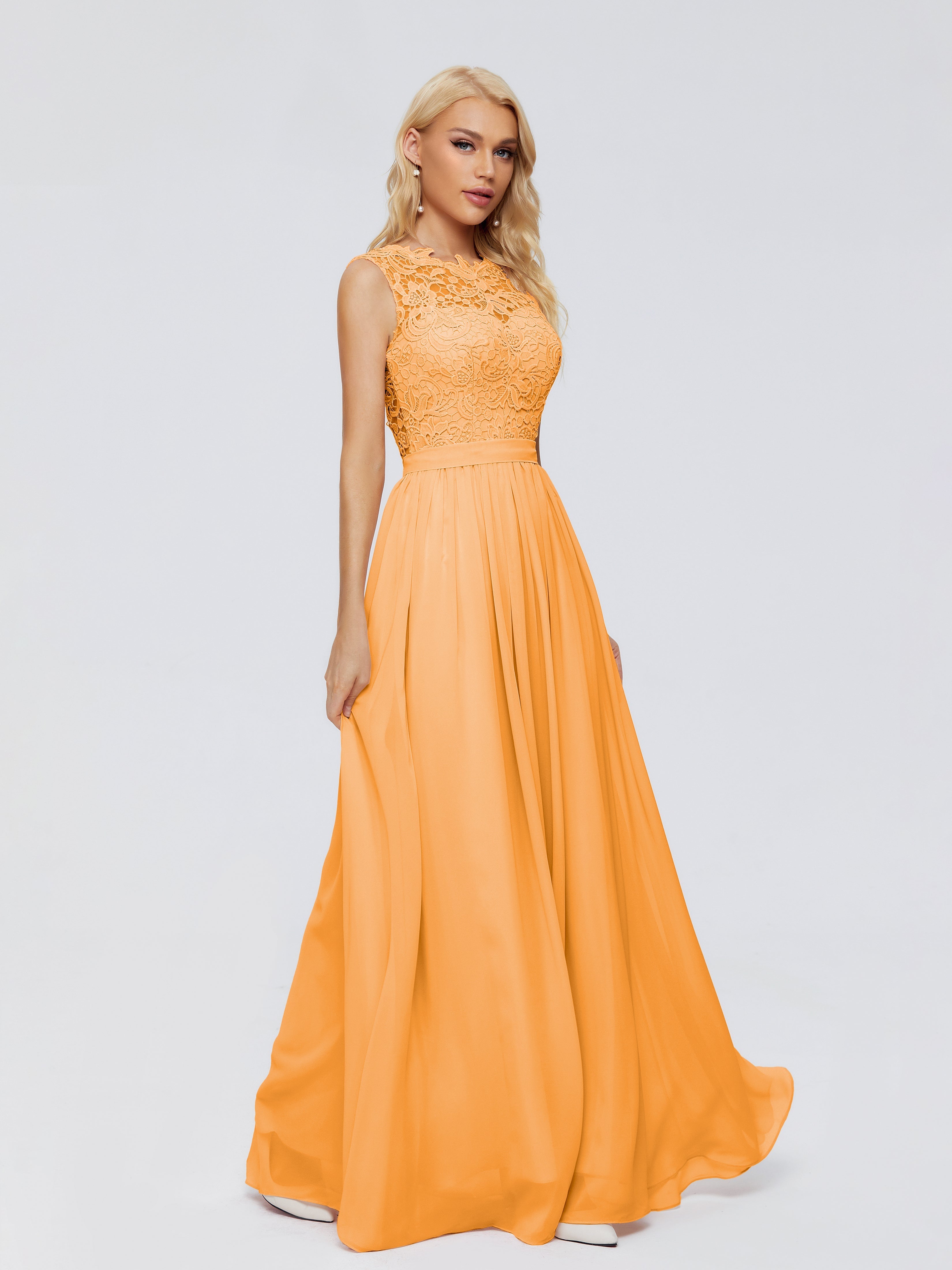 Melody A-Line Bateau Chiffon Bridesmaid Dresses