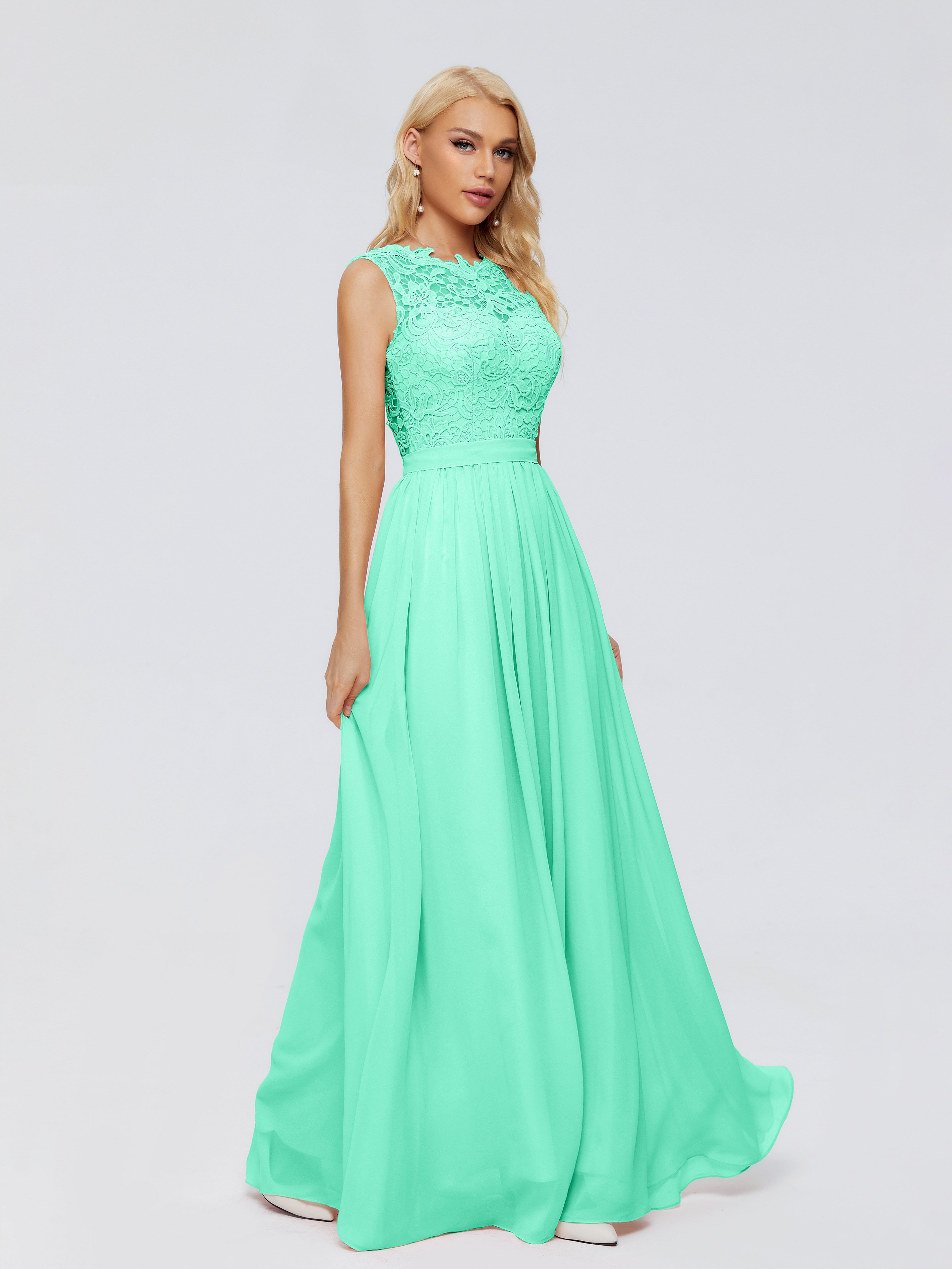 Melody A-Line Bateau Chiffon Bridesmaid Dresses