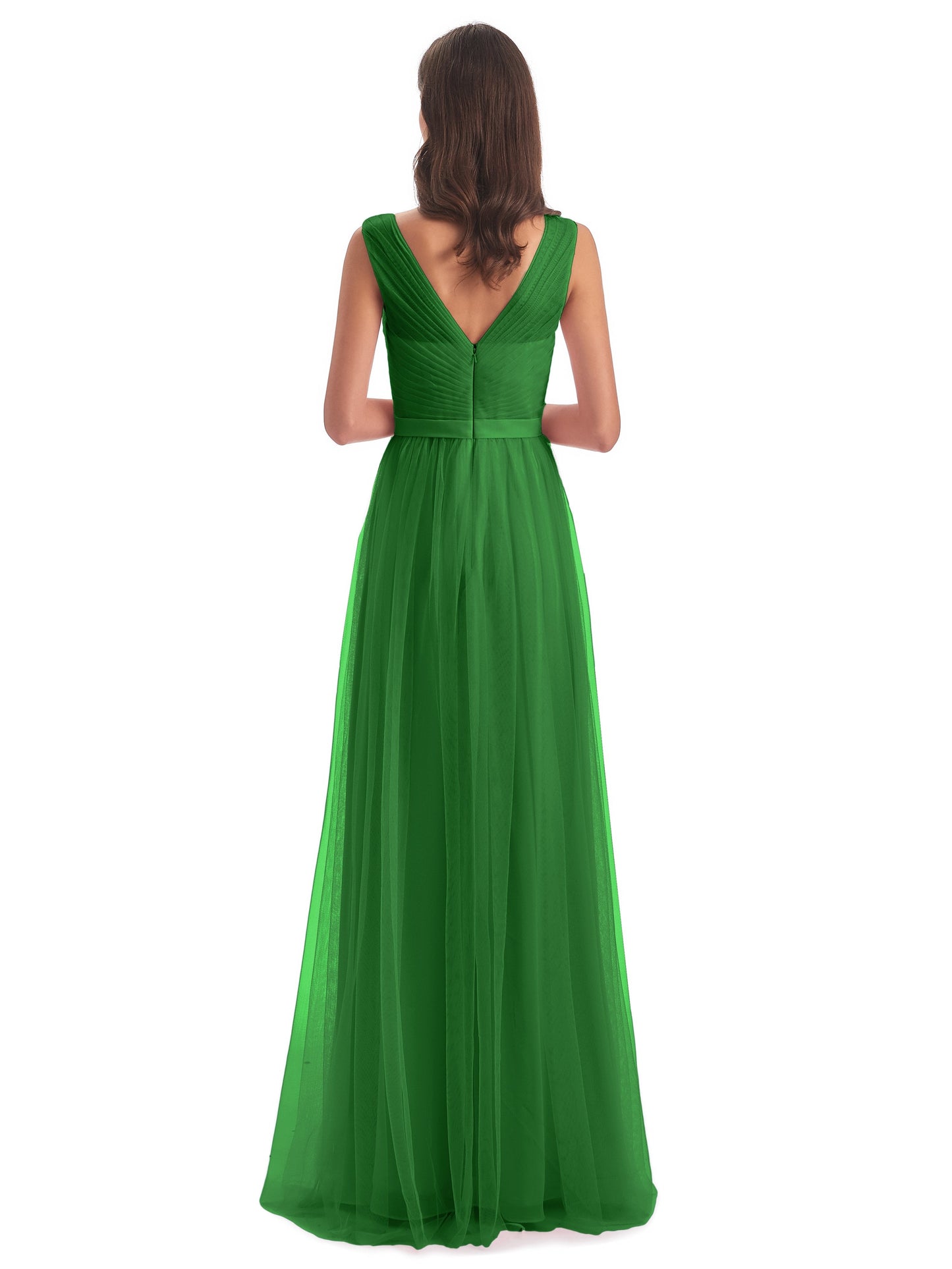 Mila Floor Length V-Neck Tulle Bridesmaid Dresses