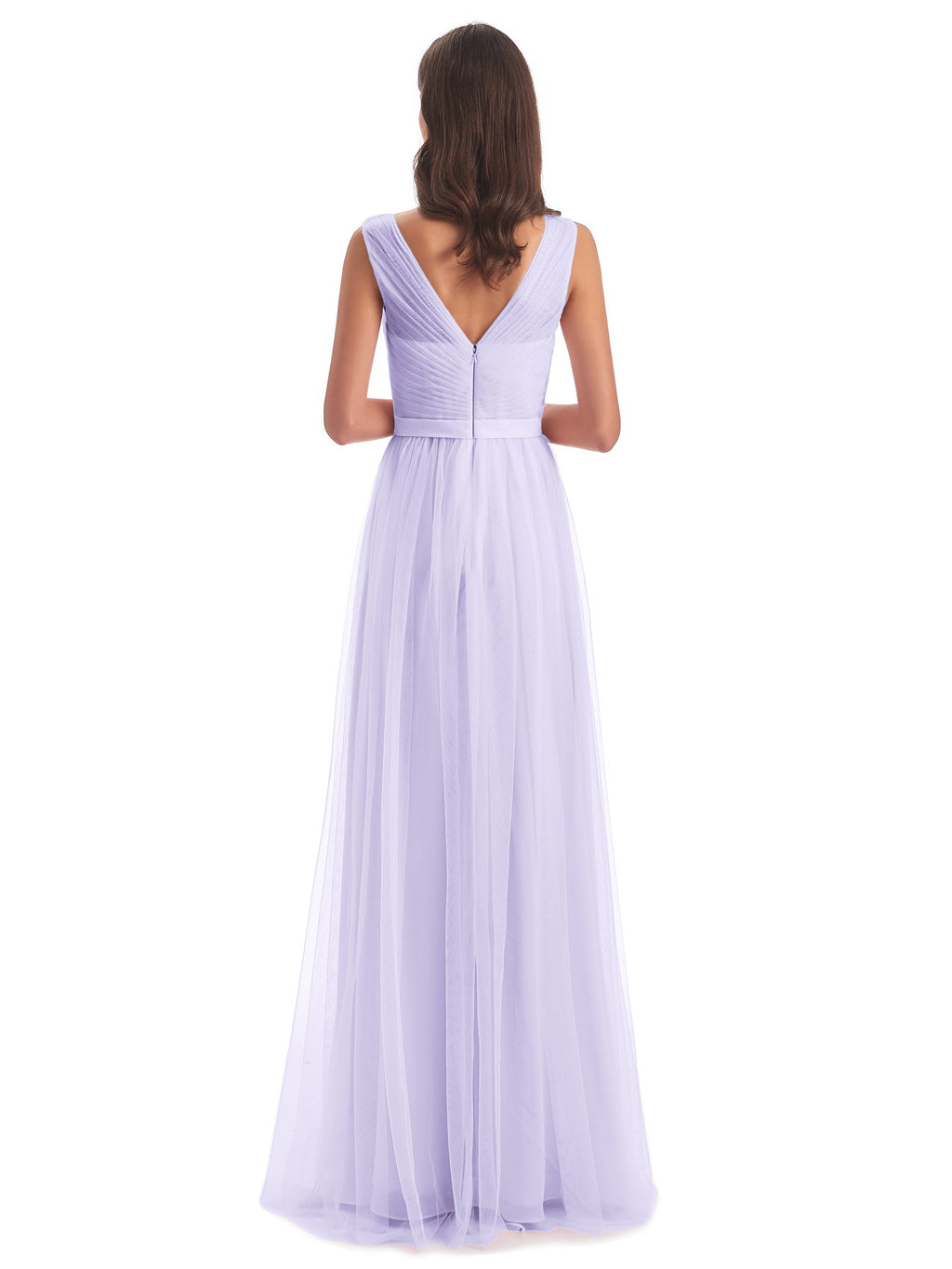 Mila Floor Length V-Neck Tulle Bridesmaid Dresses