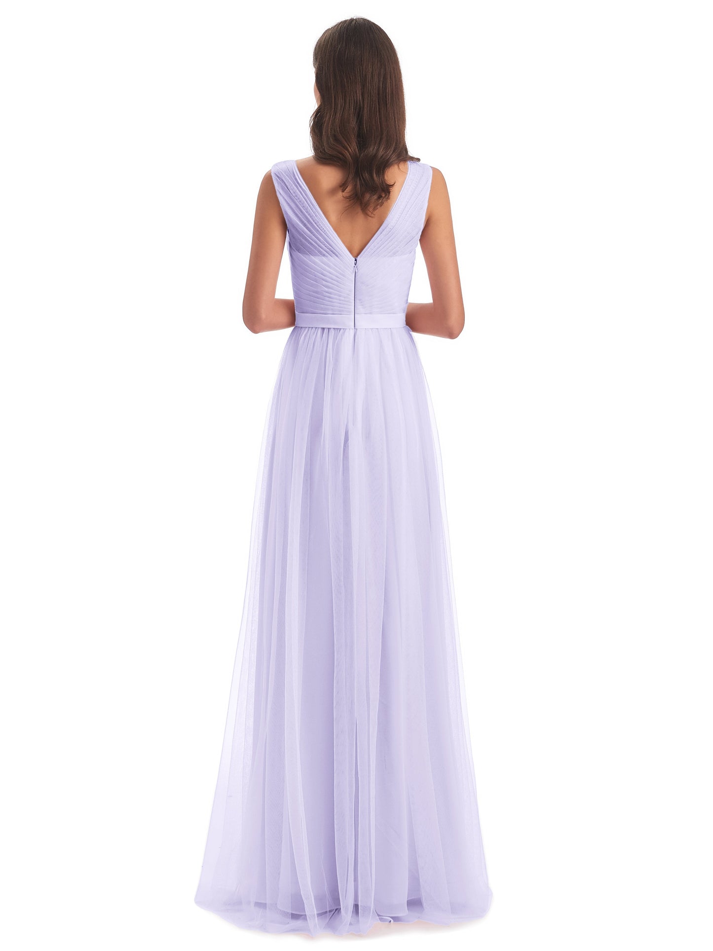 Mila Floor Length V-Neck Tulle Bridesmaid Dresses