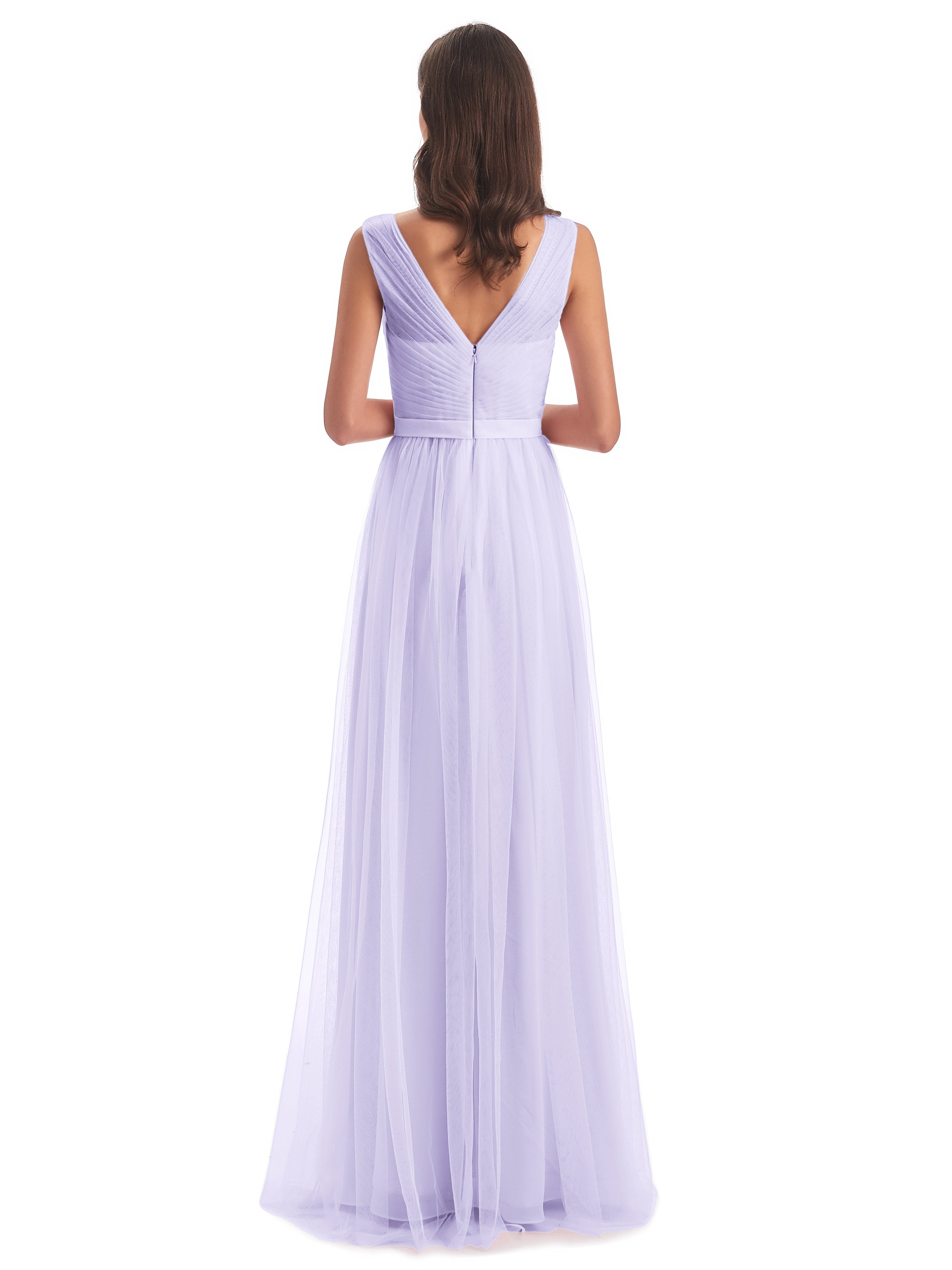 Mila Floor Length V-Neck Tulle Bridesmaid Dresses