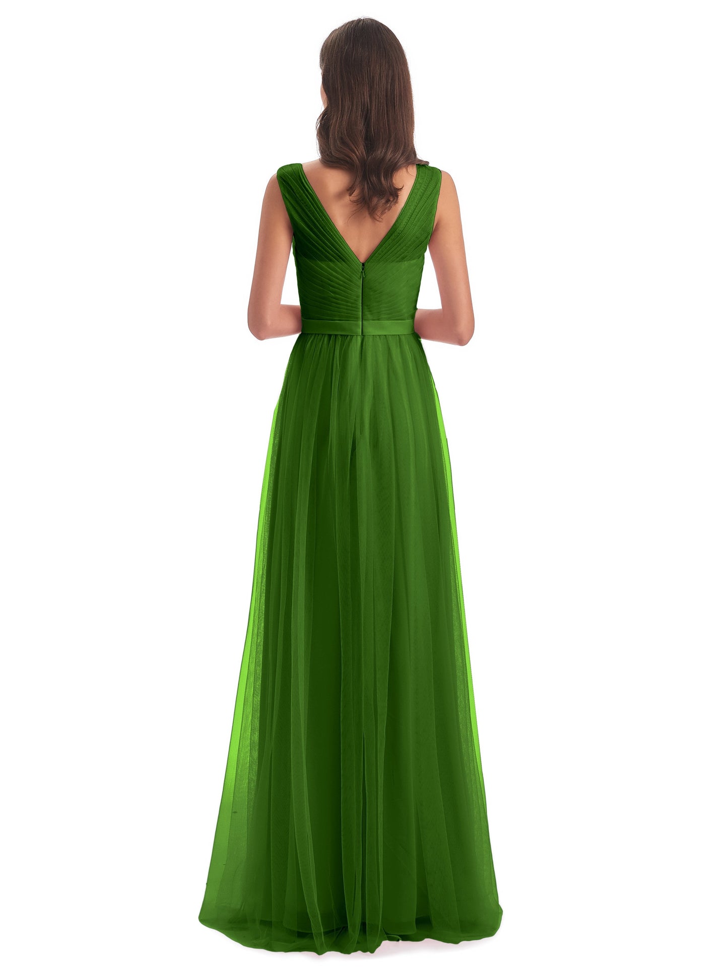 Mila Floor Length V-Neck Tulle Bridesmaid Dresses