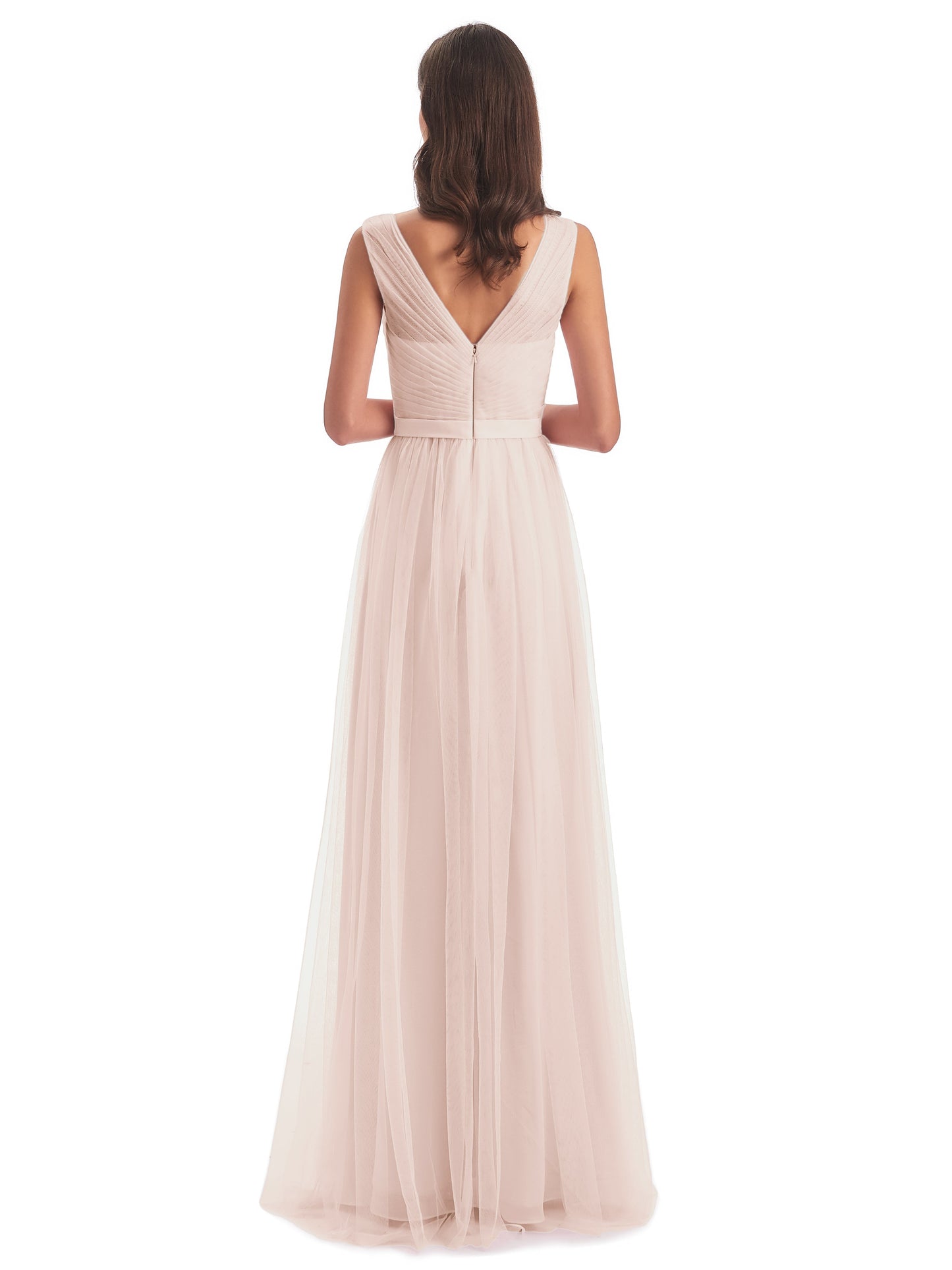 Mila Floor Length V-Neck Tulle Bridesmaid Dresses