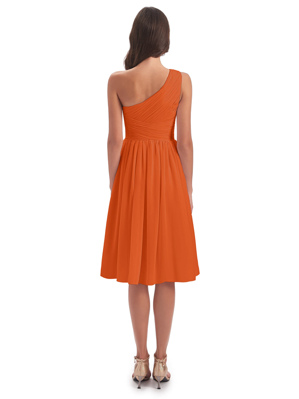 Natalie Knee Length One Shoulder Chiffon Bridesmaid Dresses